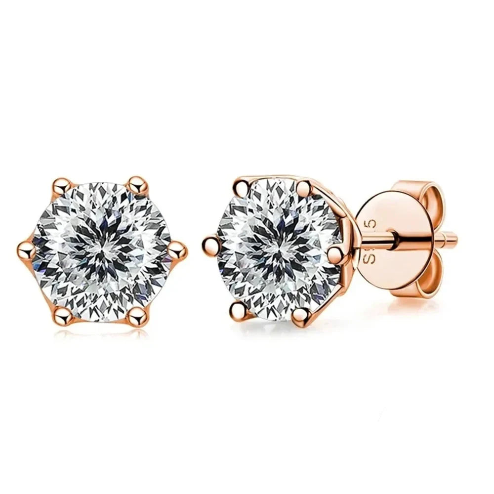 0.5-1ct D Color Moissanite Stud Earrings 925 Sterling Silver Gold Plated