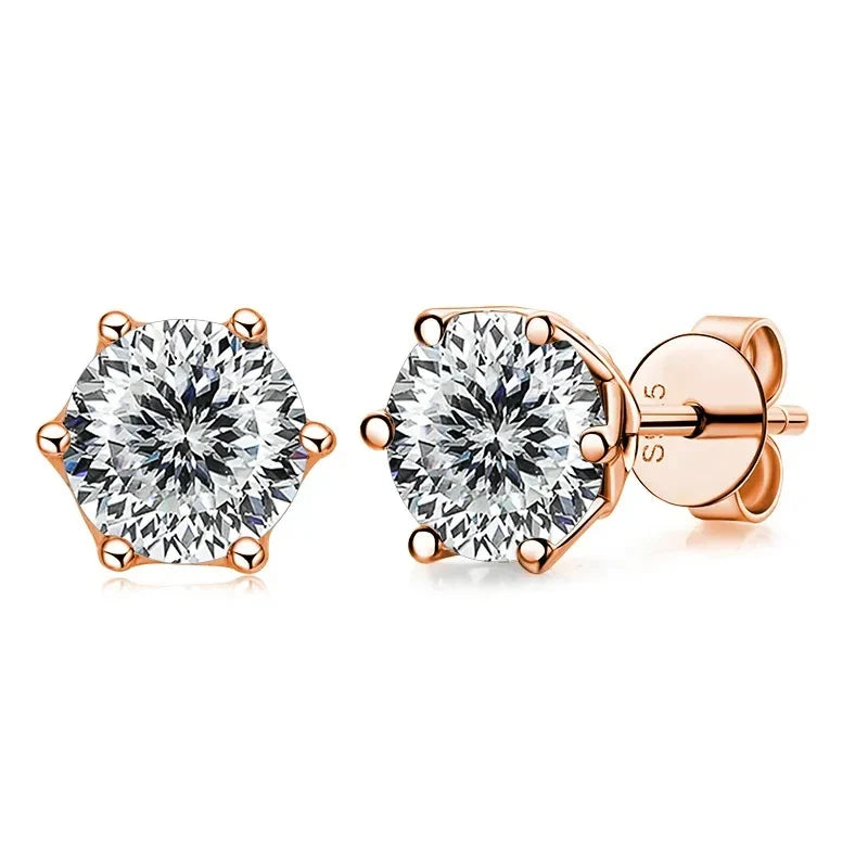 0.5-1ct D Color Moissanite Stud Earrings 925 Sterling Silver Gold Plated