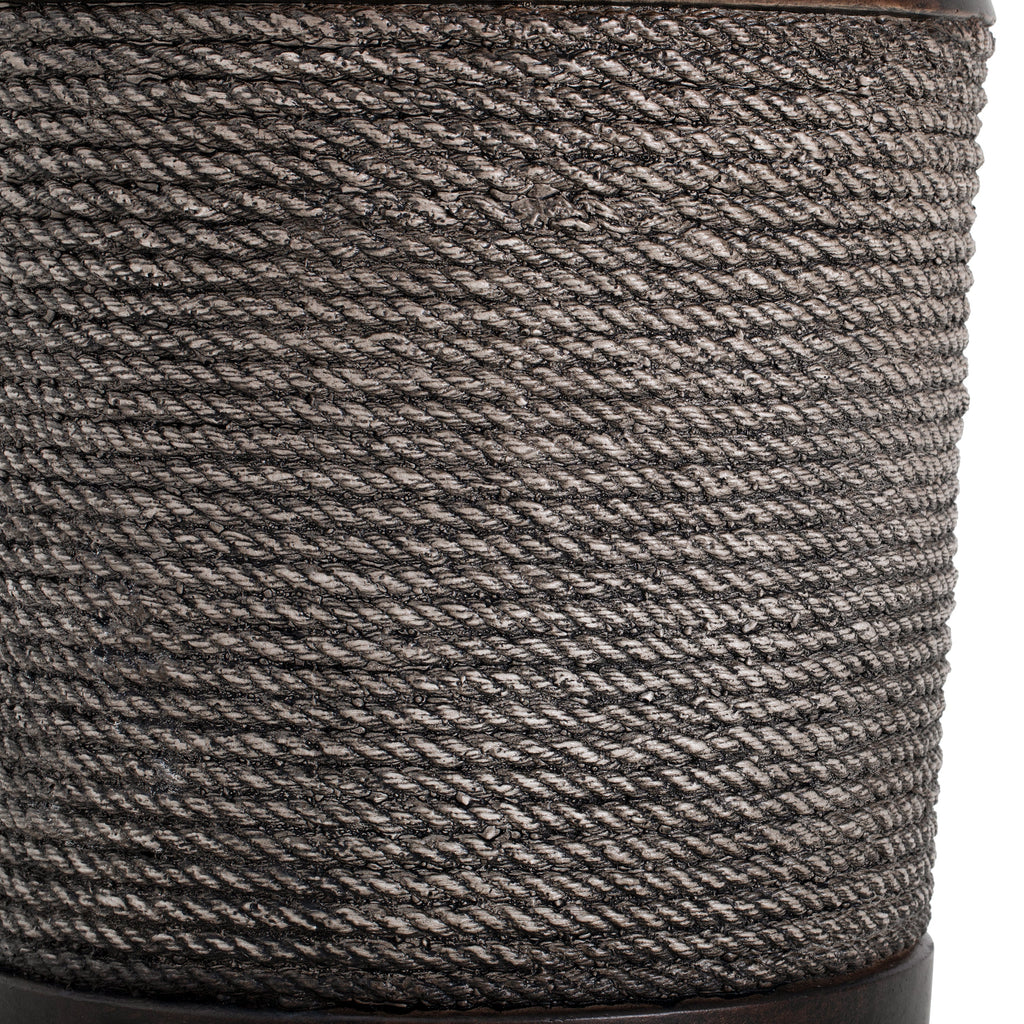 Outdoor Side Table MGO Braided Cord Cylinder Dark Brown 15.75x18in