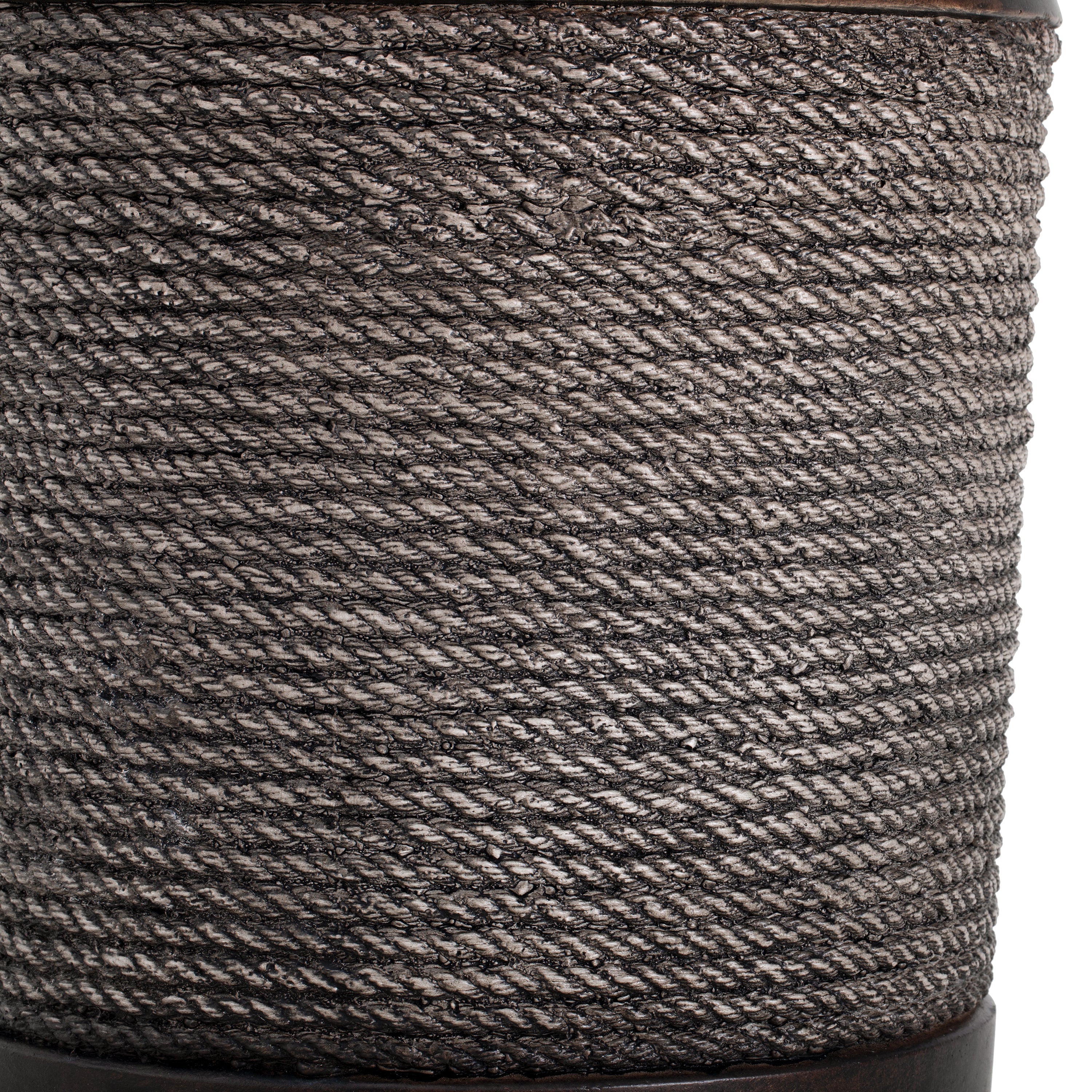 Outdoor Side Table MGO Braided Cord Cylinder Dark Brown 15.75x18in