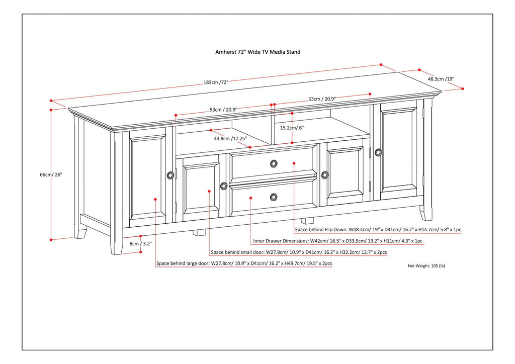 Amherst - Wide TV Media Stand