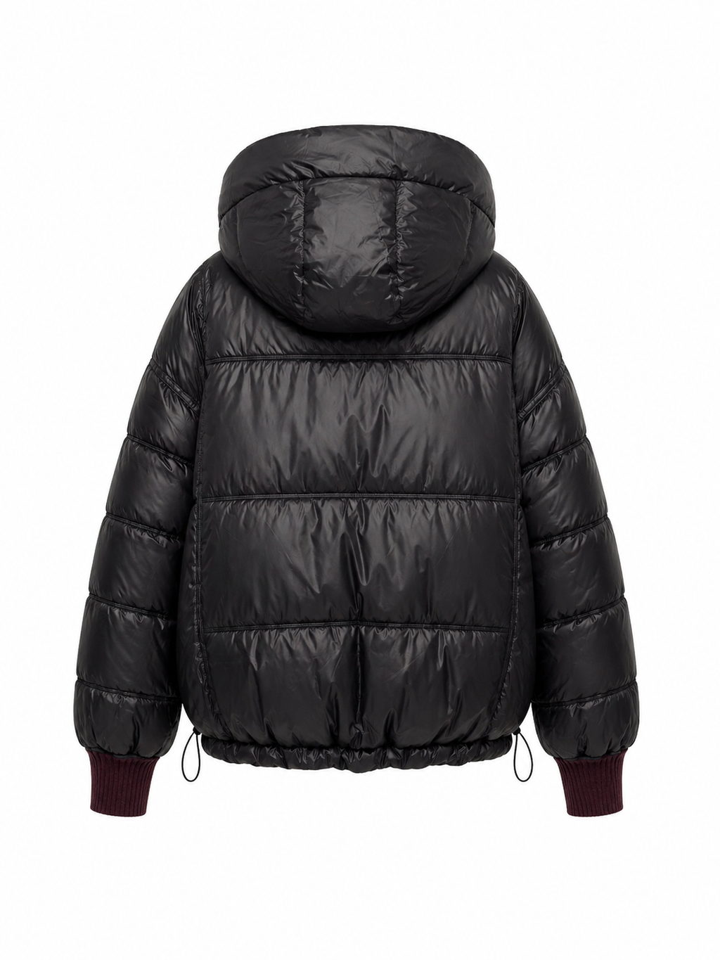 ⇆ Reversible Hooded Bio-Down Jacket in Burgundy/Black