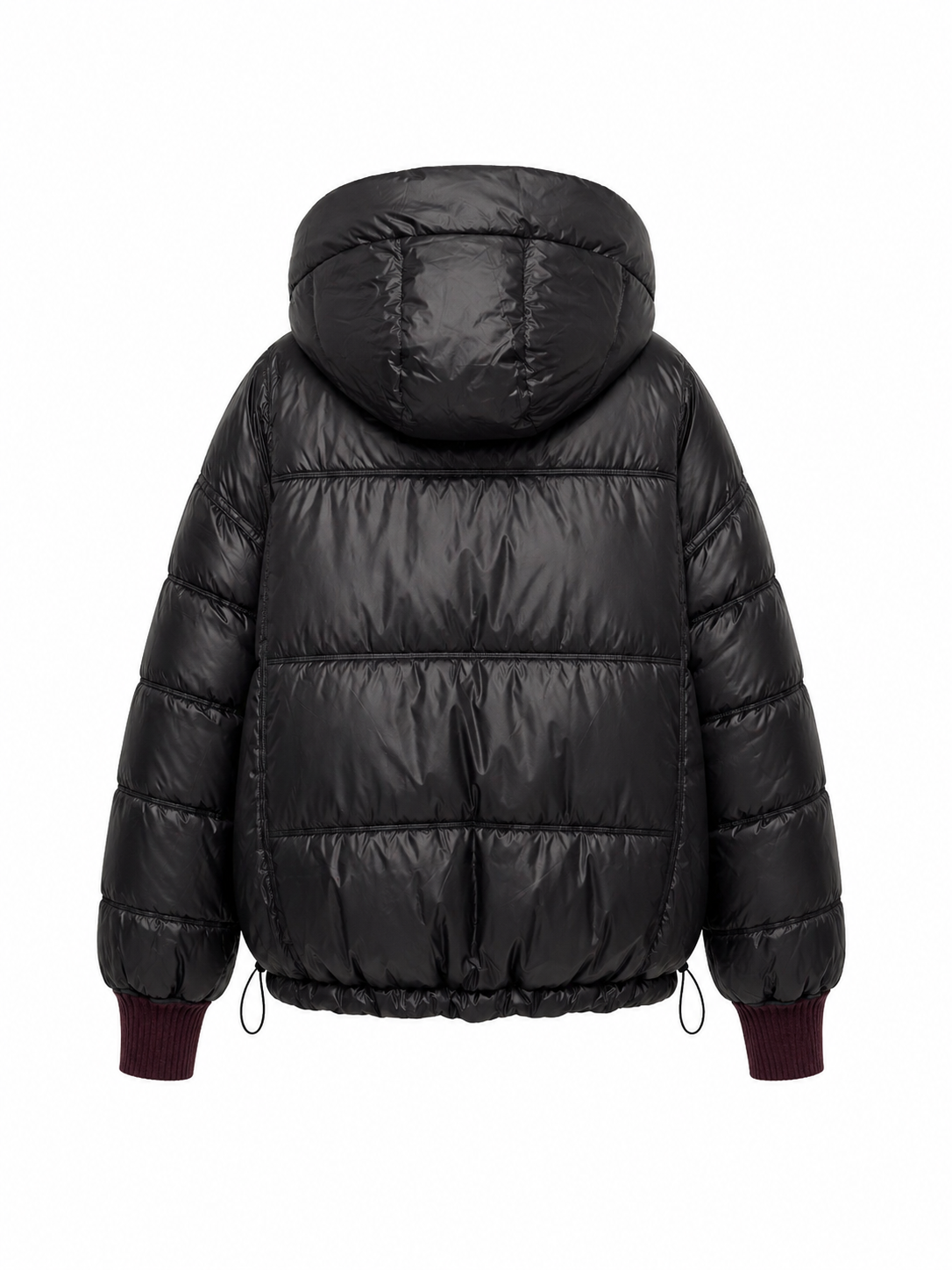 ⇆ Reversible Hooded Bio-Down Jacket in Burgundy/Black