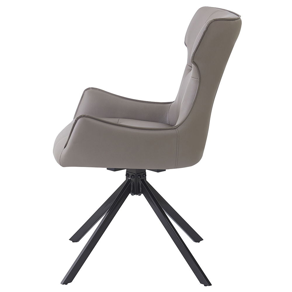 Damita - Camel Synthetic Leather Side Chair With Swivel (Set of 2) - Gray & Black Finsh