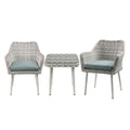 Tashay - 3 Piece Patio Bistro Set - Green Fabric & Beige Wicker