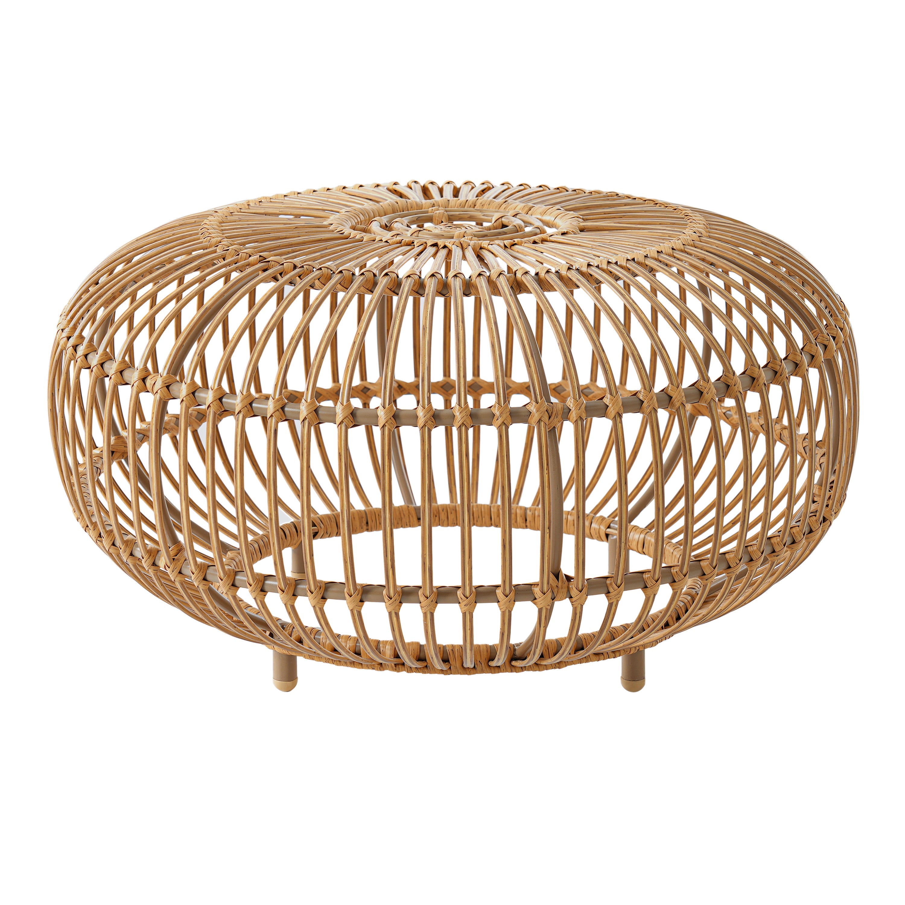 OTTAWA Coffee Table-Bohemian Faux Rattan Weave Accent Table for Indoor Outdoor