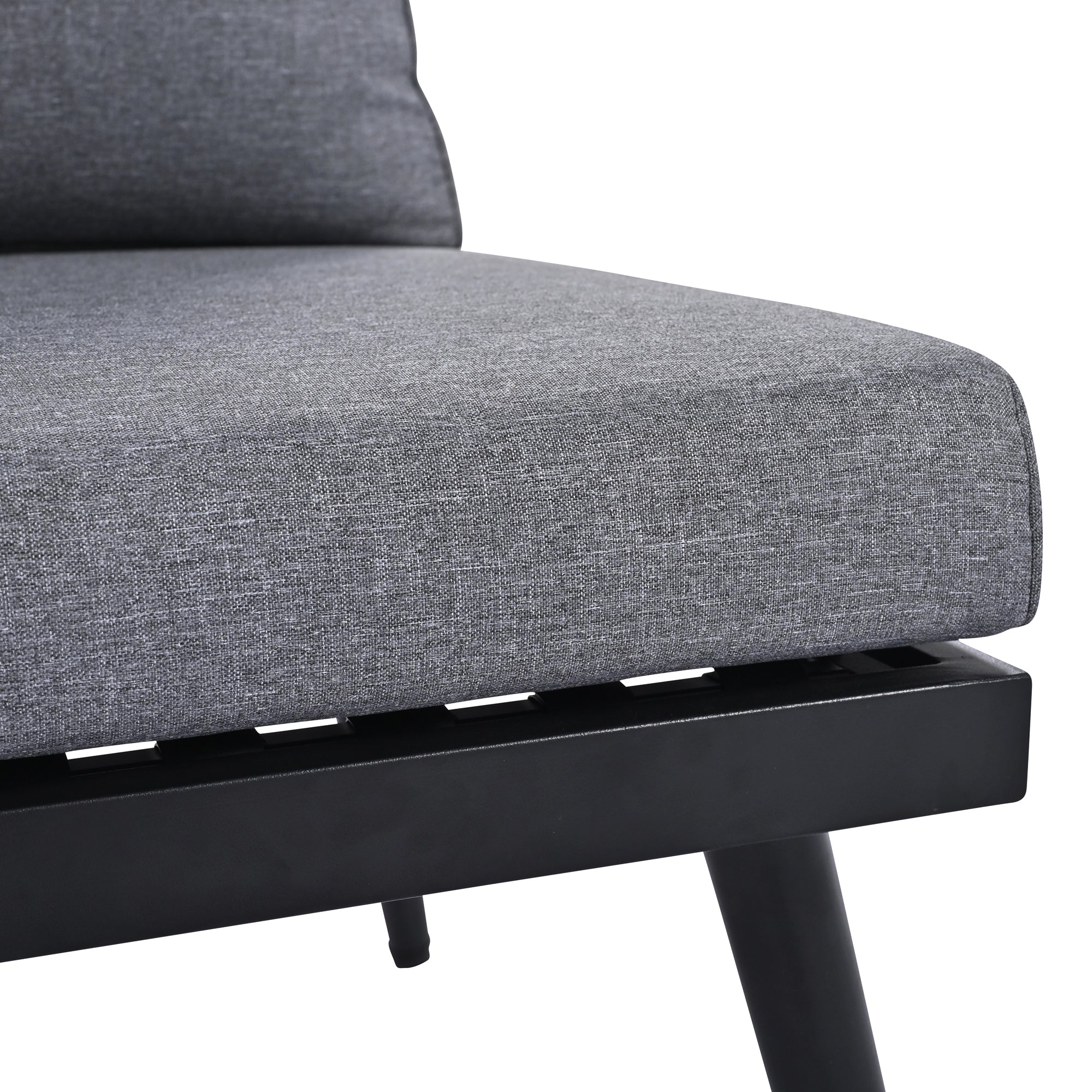 Outdoor Sectional Set Acacia Wood Steel Gray with Nesting Tables