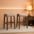 Gray 29 Inch Bar Stools Set Of 2 With Backless Saddle Seat