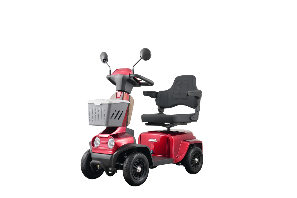 Mobility Scooter 4-Wheel Heavy Duty Red 300 LB 37 Mile Range USB 350W