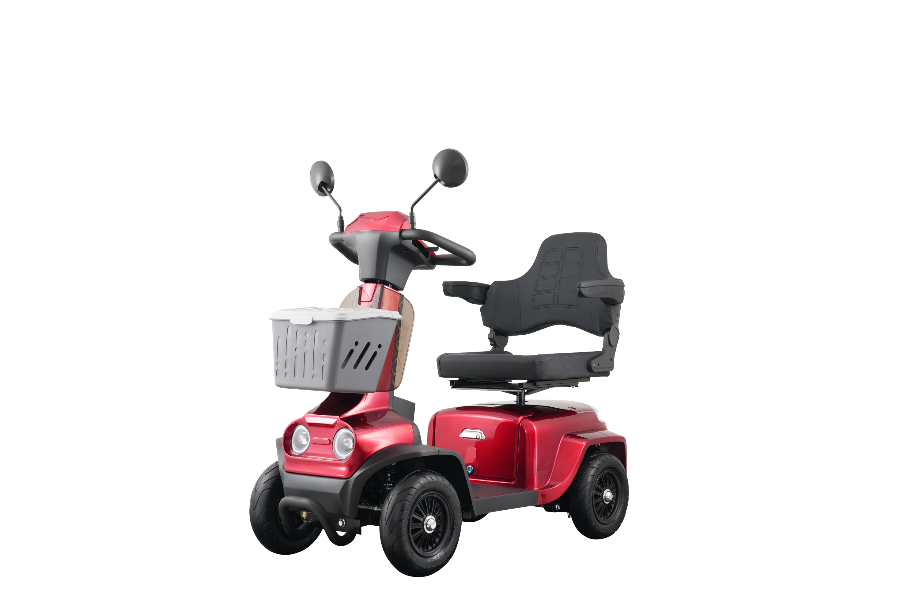 Mobility Scooter 4-Wheel Heavy Duty Red 300 LB 37 Mile Range USB 350W