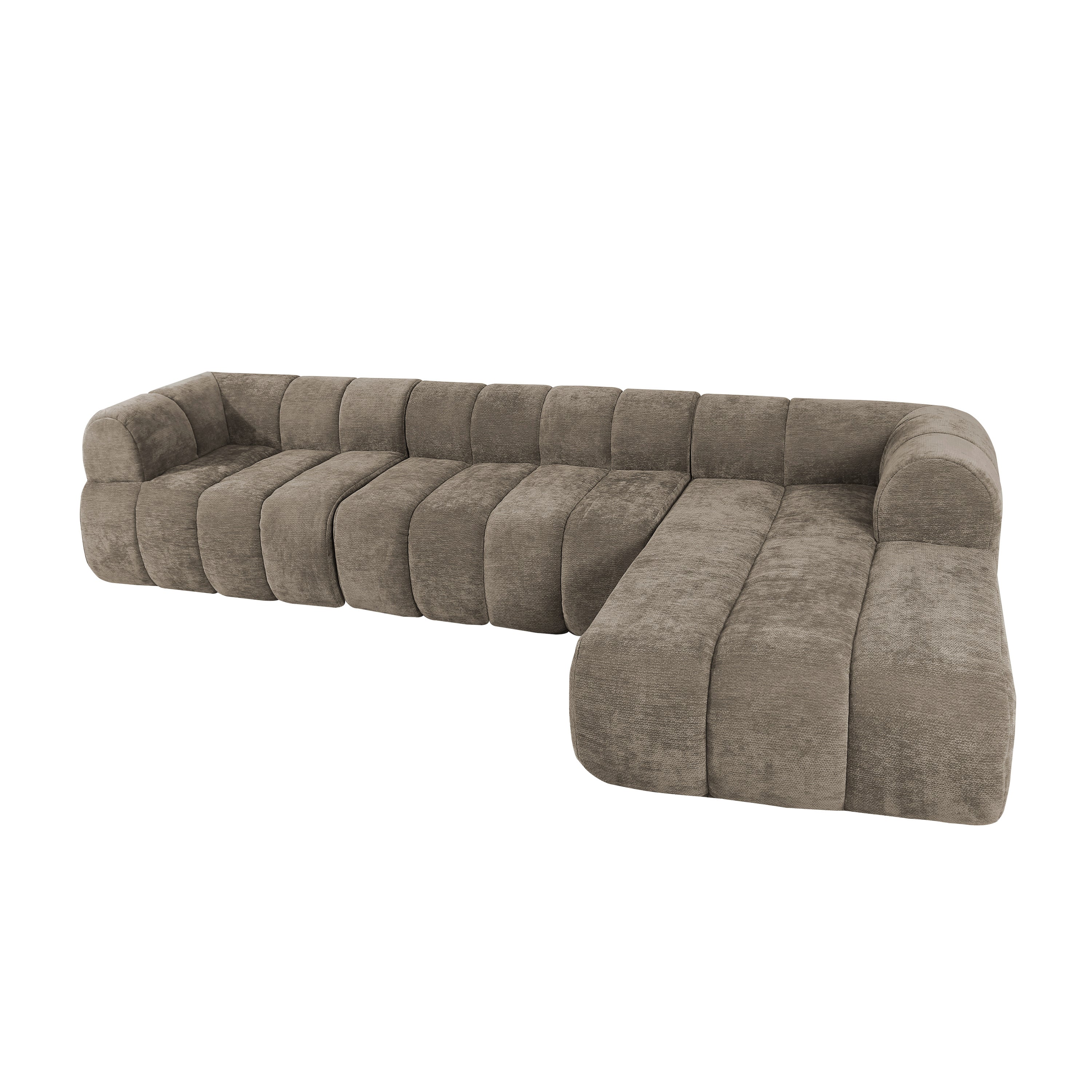 Sectional Sofa L-Shape High-Density Foam Espresso 4 Seat 122 In