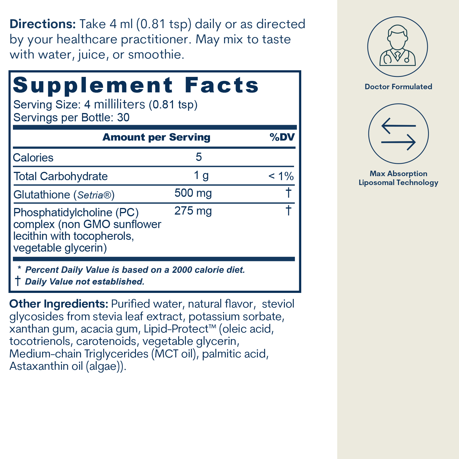 Liquid Liposomal Glutathione (4 FL OZ/ 30 Servings)