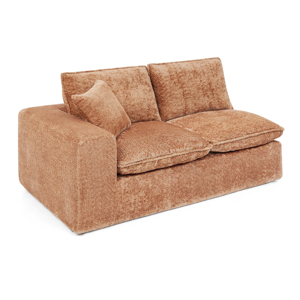 Sectional Sofa Modular Boucle Orange 7 Seat Ottomans 107 In No Assembly