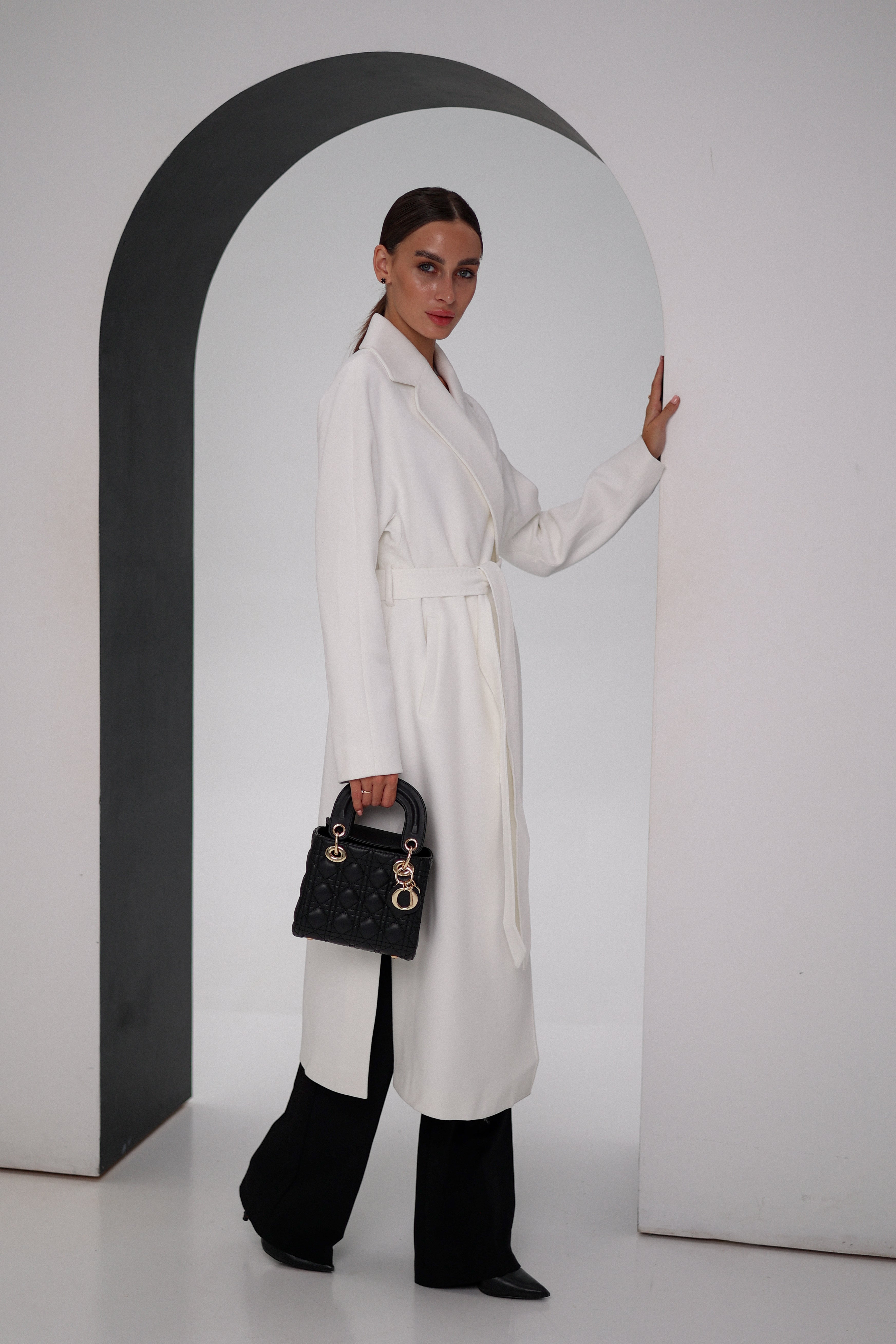Cambridge Comfort Wraparound Wool Cashmere Coat in White