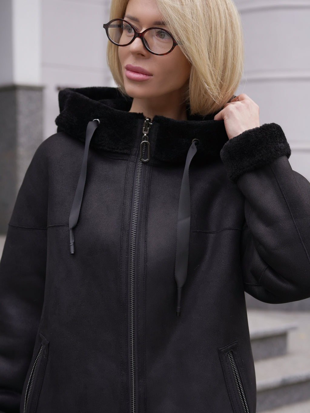 ⇆ Reversible Faux Shearling Hooded Coat