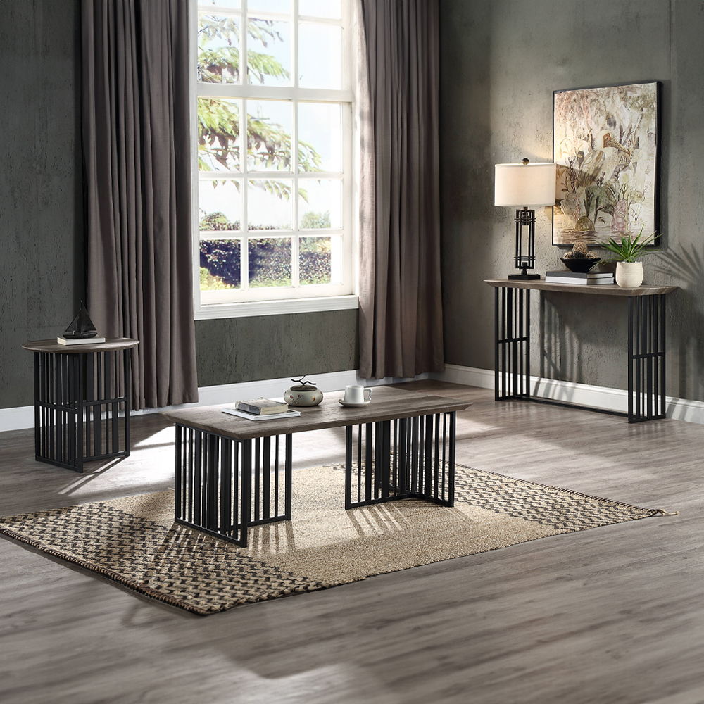 Zudora - Sofa Table - Antique Oak & Black