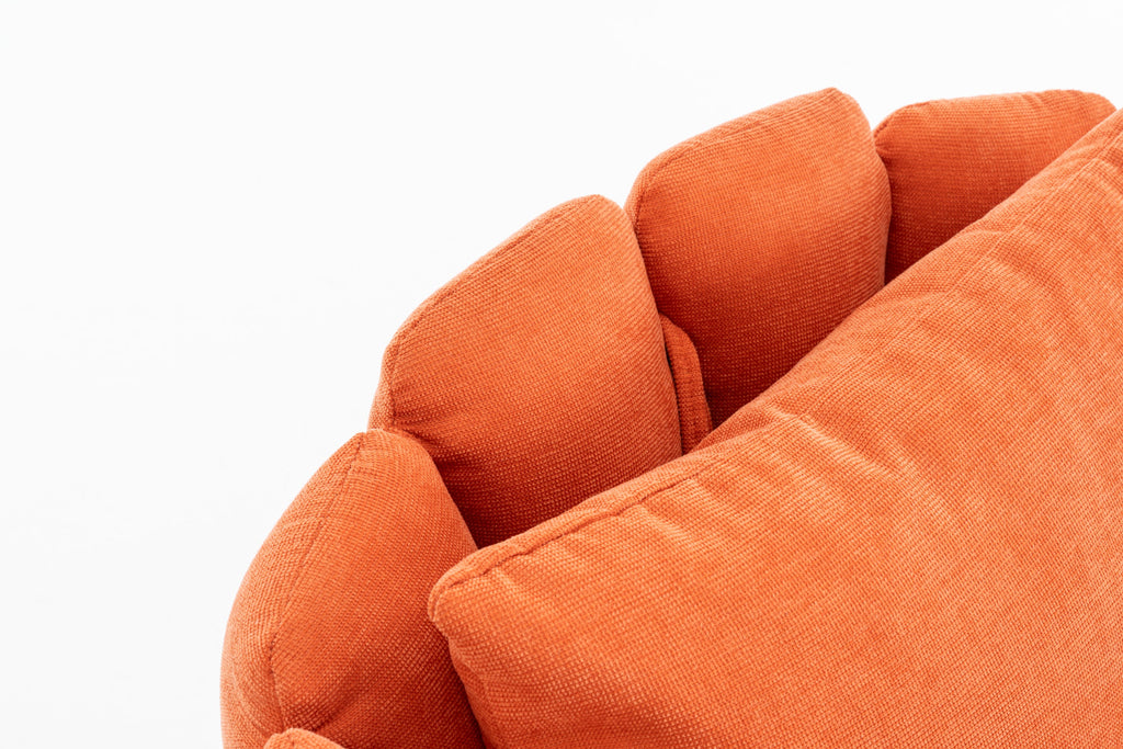 Accent Chair Barrel Armless Chenille Orange Pocket Coil Curved Arms 300 LB