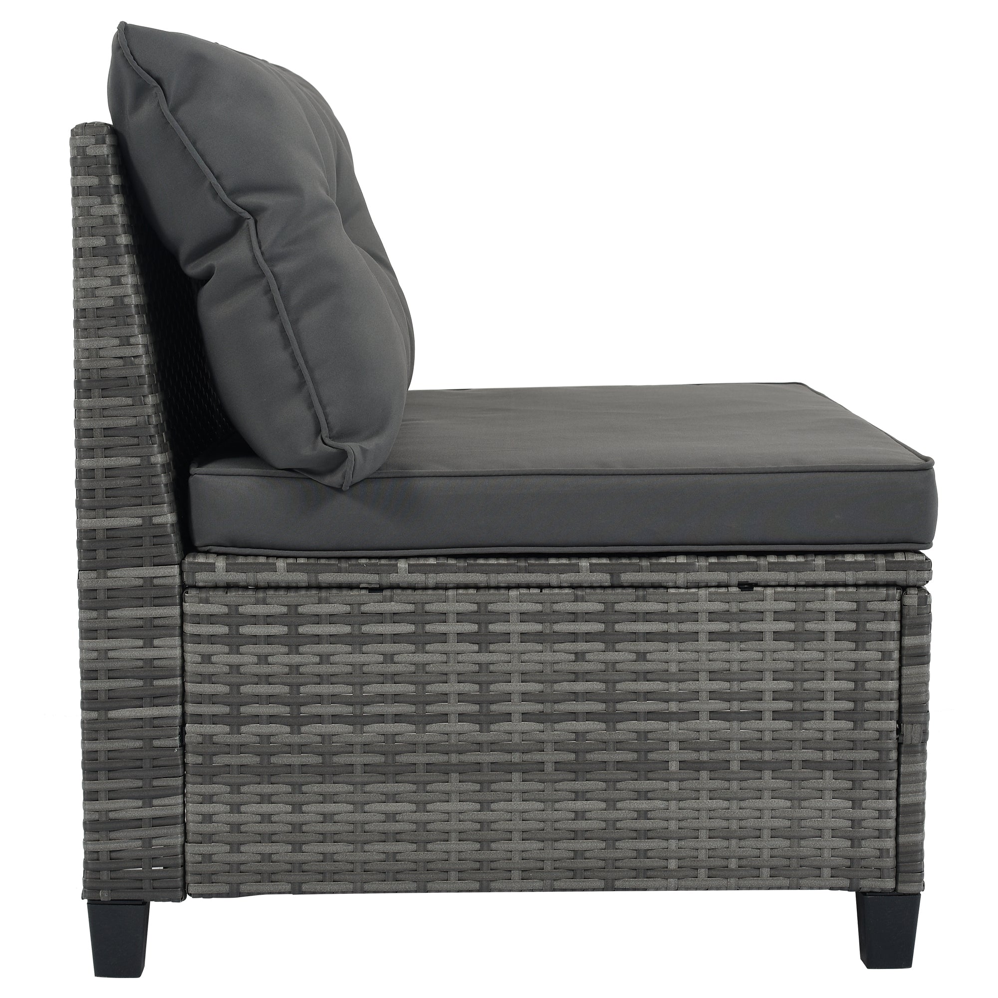 Outdoor Sectional Set PE Wicker Steel Gray Half Moon 8 Piece 250 LB