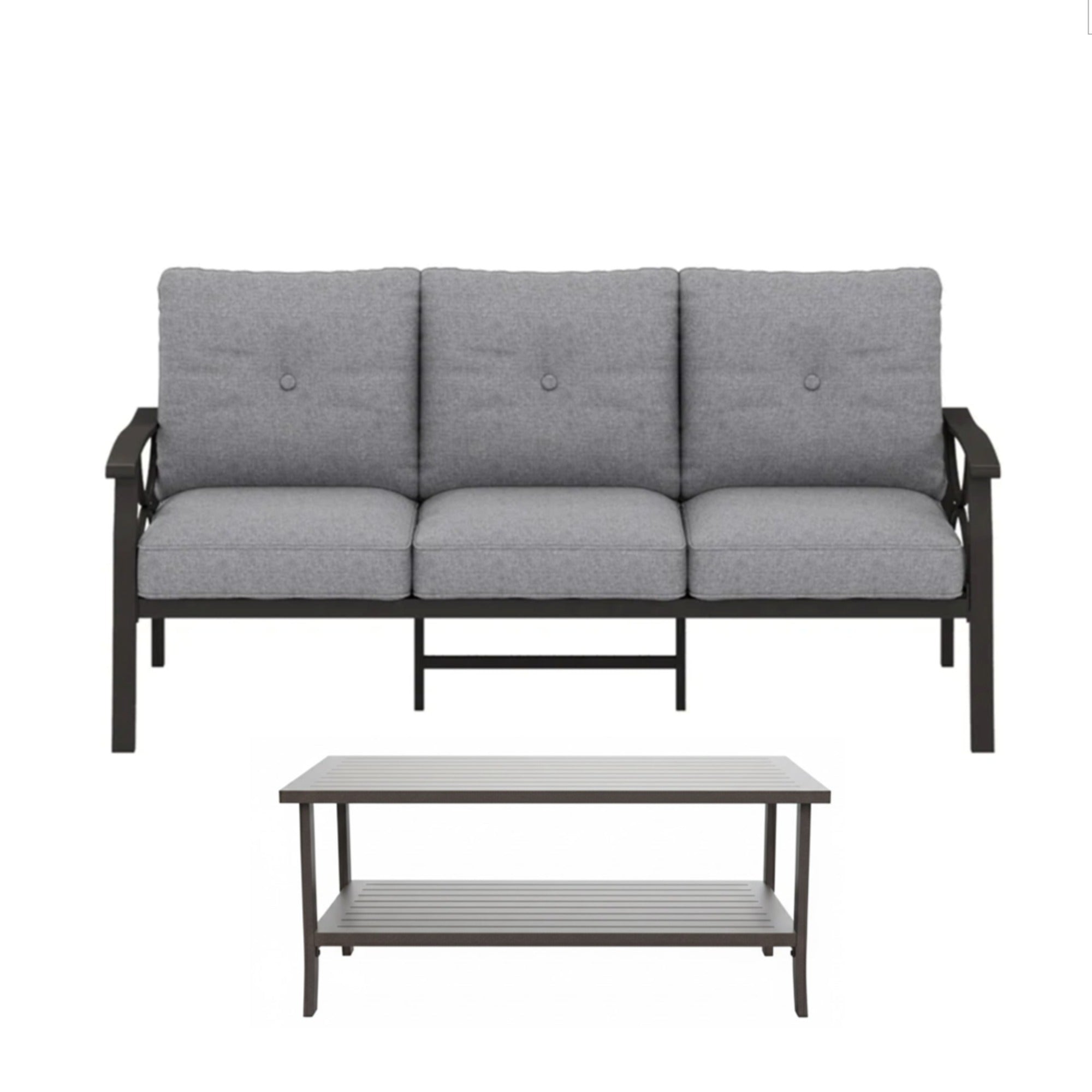 Outdoor Patio Set Steel 8 Piece Seats 9 Khaki Gray