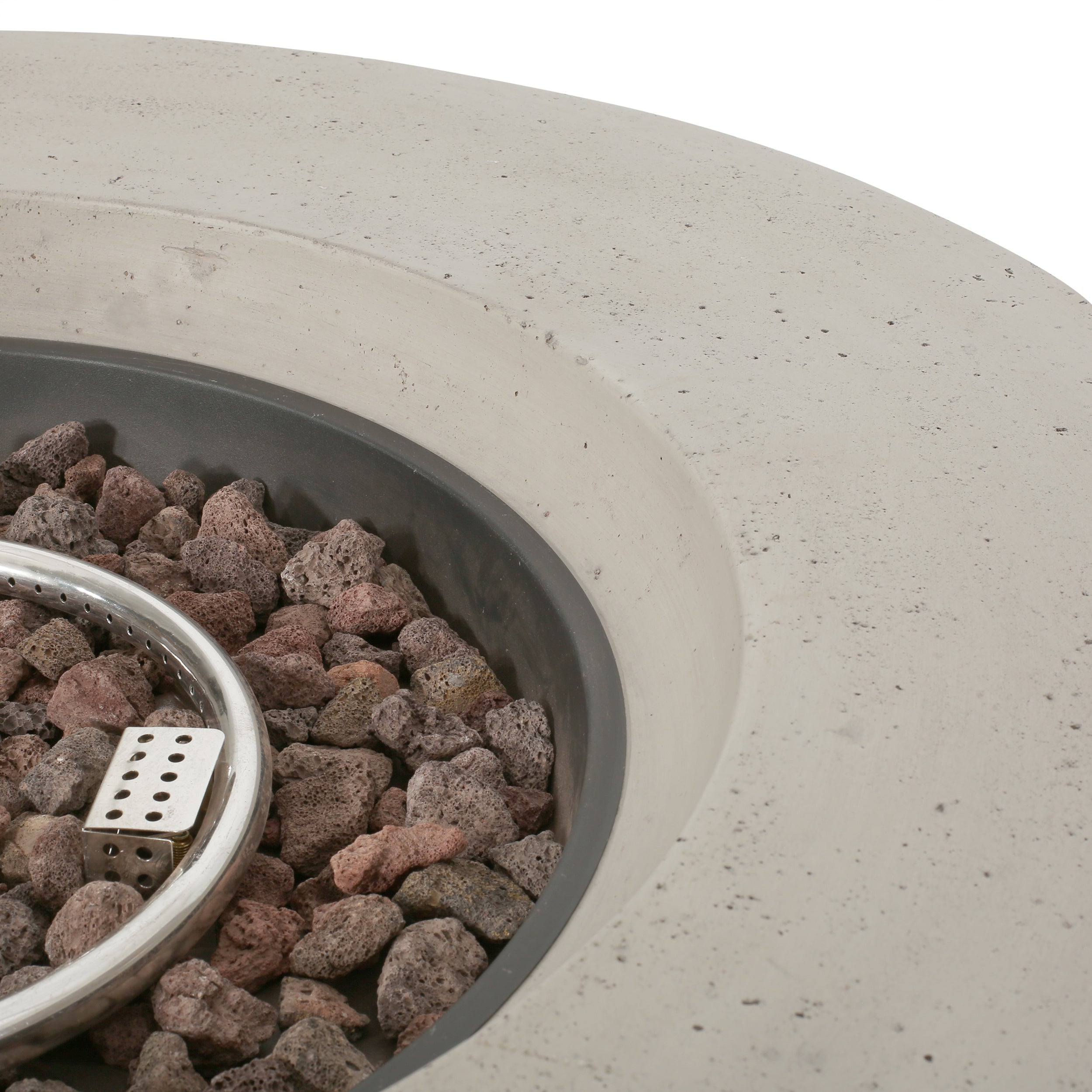 Modern Outdoor 50000 BTU Round MgO Concrete Propane Fire Pit, Light Grey