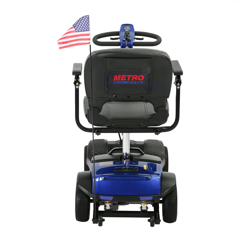Mobility Scooter 4-Wheel Metal Blue 300 LB 10 Mile Basket Cup Holder 5 mph
