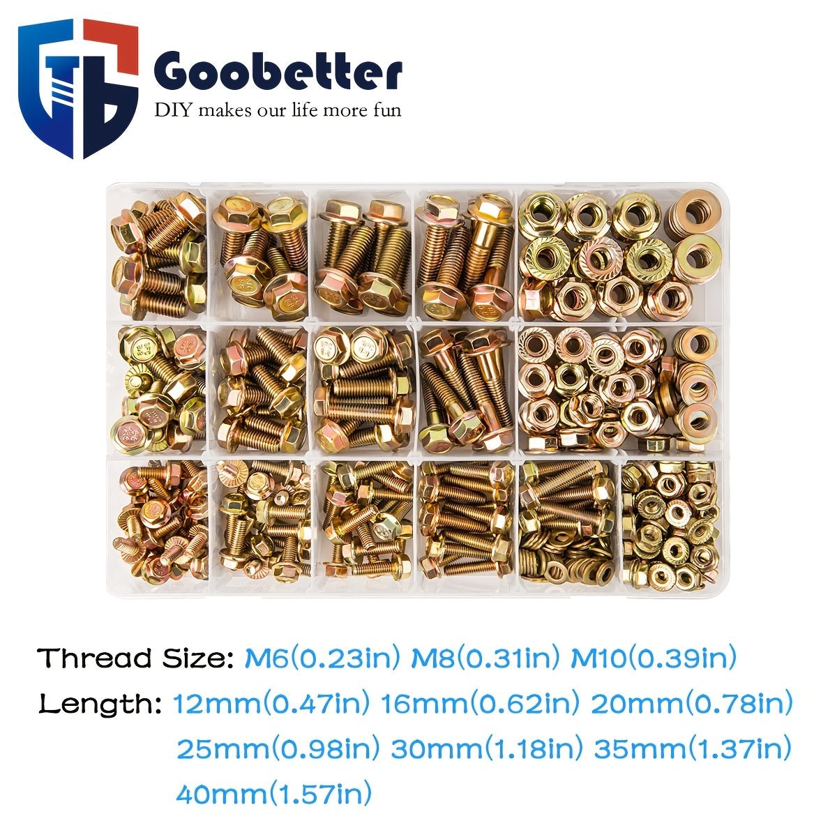 M6/M8/M10 Flange Bolt Kit (549PCS) | 8.8 Alloy Steel | Hex Bolts, Nuts & Washers