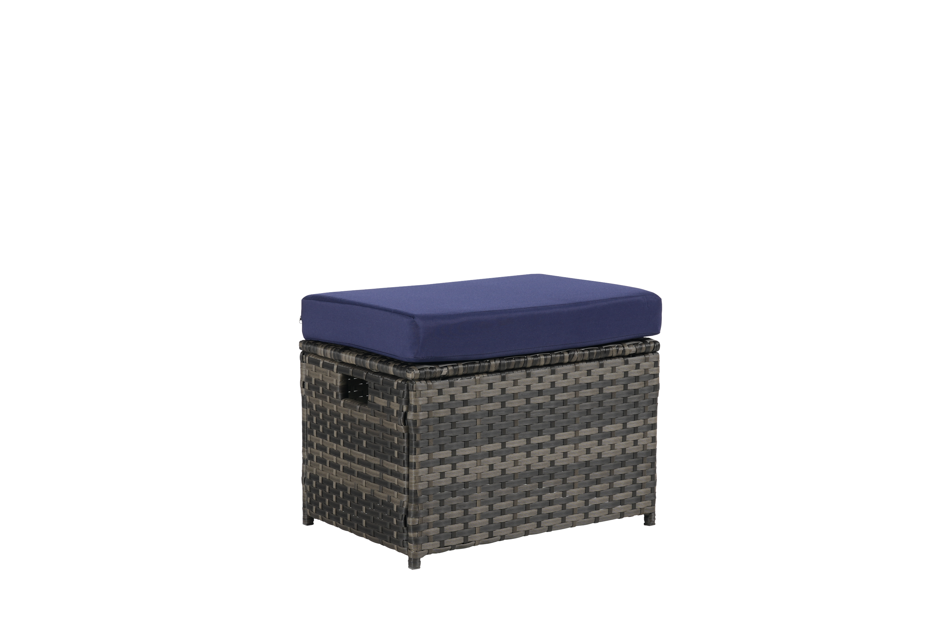 Outdoor Patio Rattan Set 6 Piece Seats 8 Dark Blue
