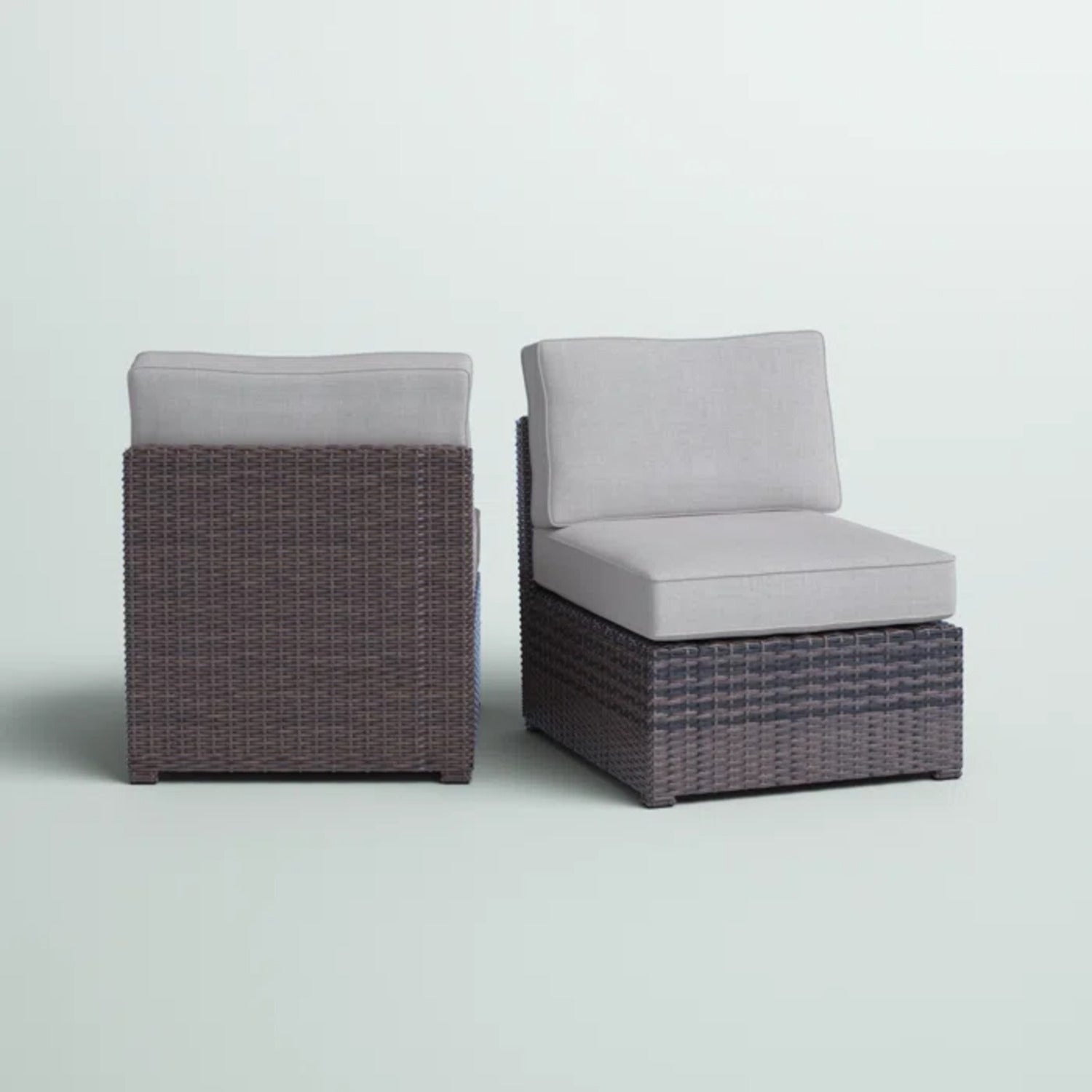 Outdoor Patio Chair Set Wicker Aluminum Brown Cushioned Set of 2