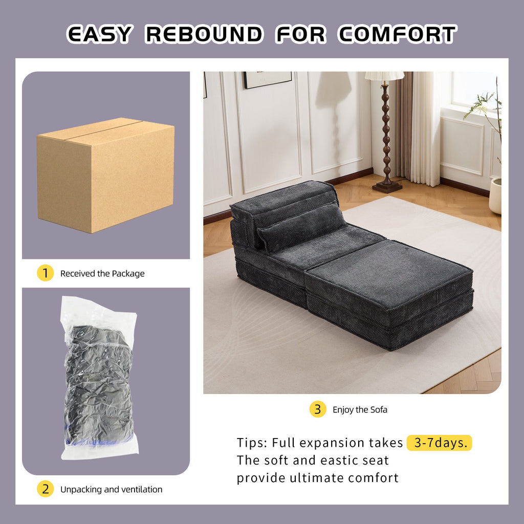 Sofa Convertible Modular Circle Fleece Dark Gray 1 Seat 79 In Ottoman