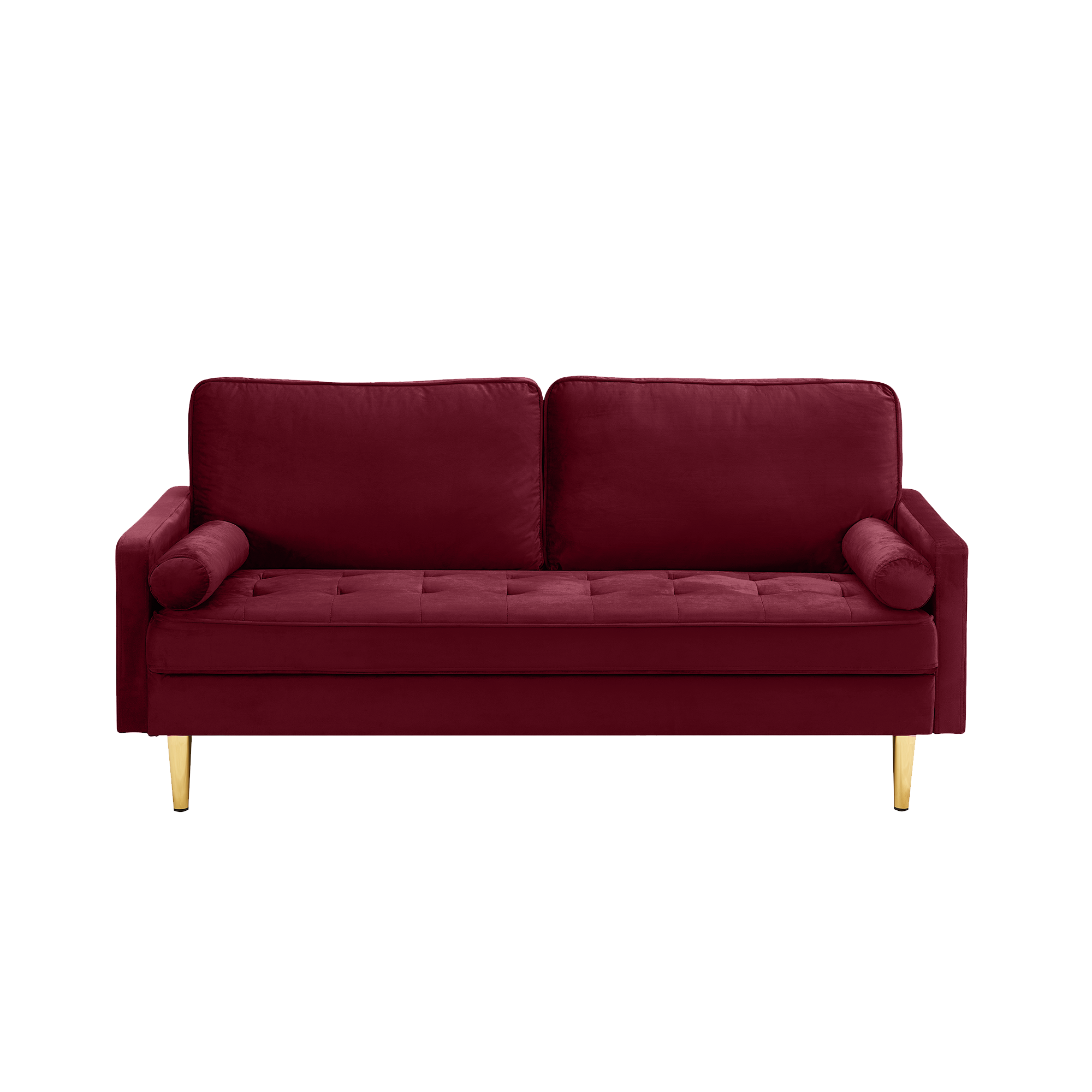 Sofa Minimalist Velvet Red Gold Metal Legs 2 Seat 65 In 800 LB