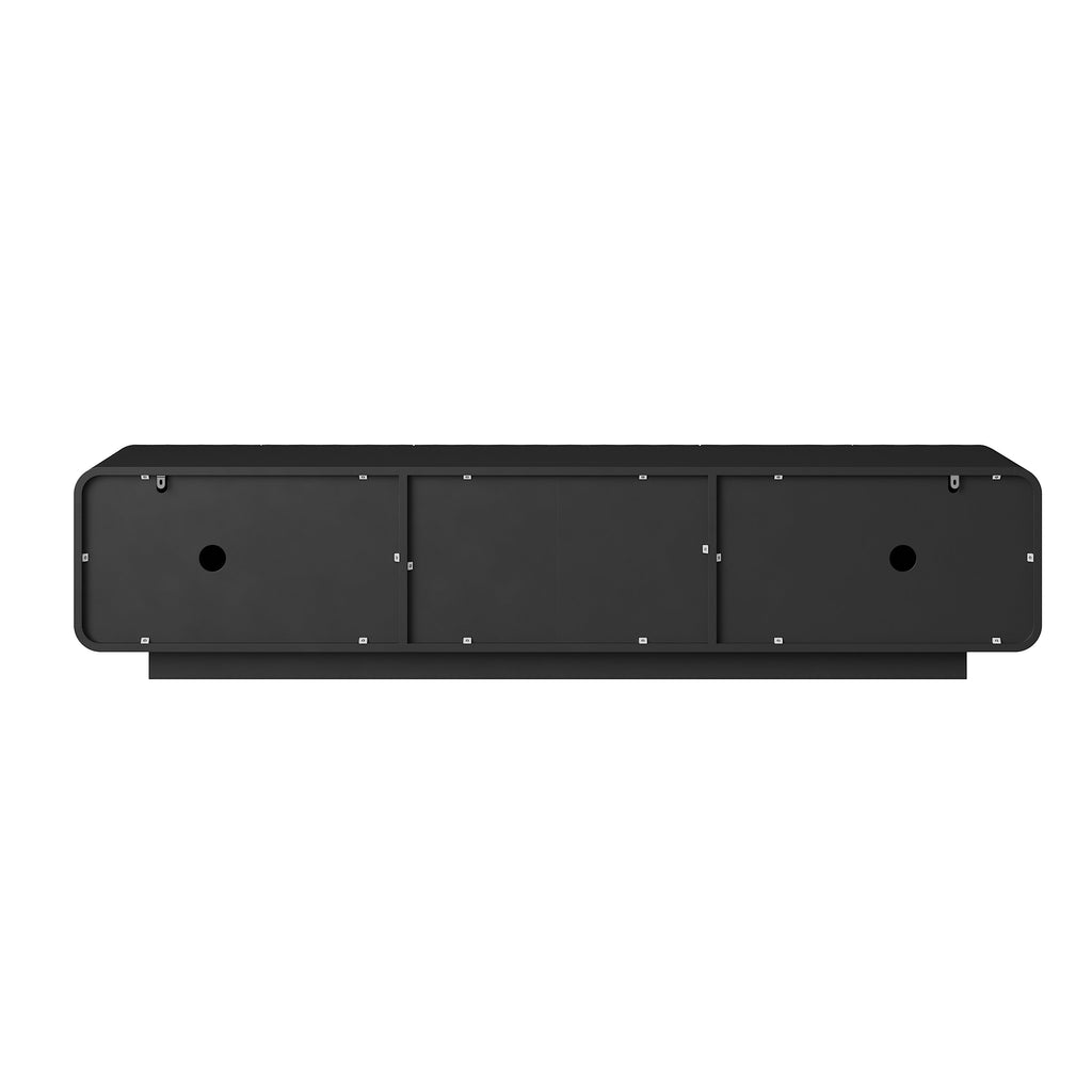 TV Stand Modern Spiral Wave Black MDF Floating Base Fits 85 In TV 70.9 In