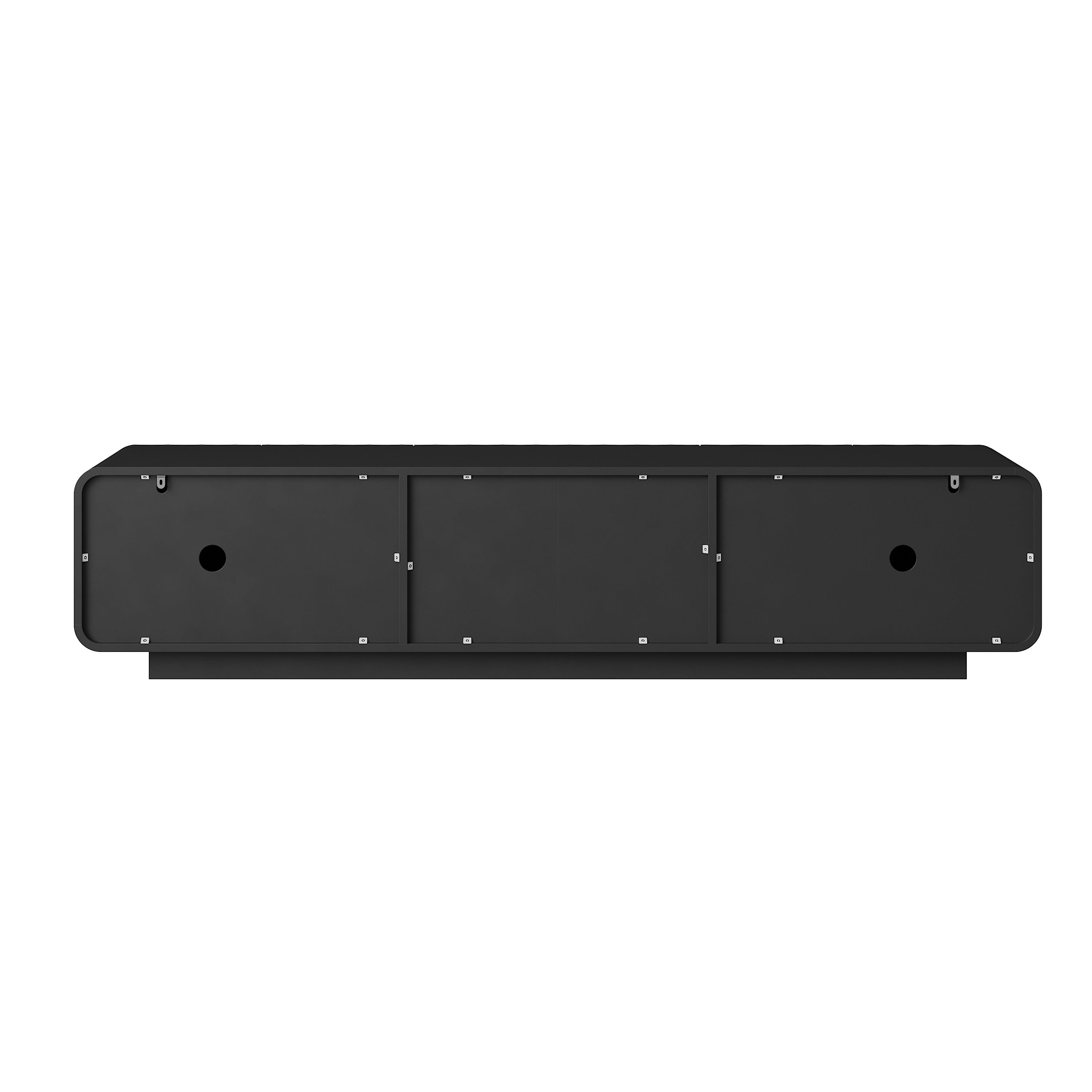 TV Stand Modern Spiral Wave Black MDF Floating Base Fits 85 In TV 70.9 In