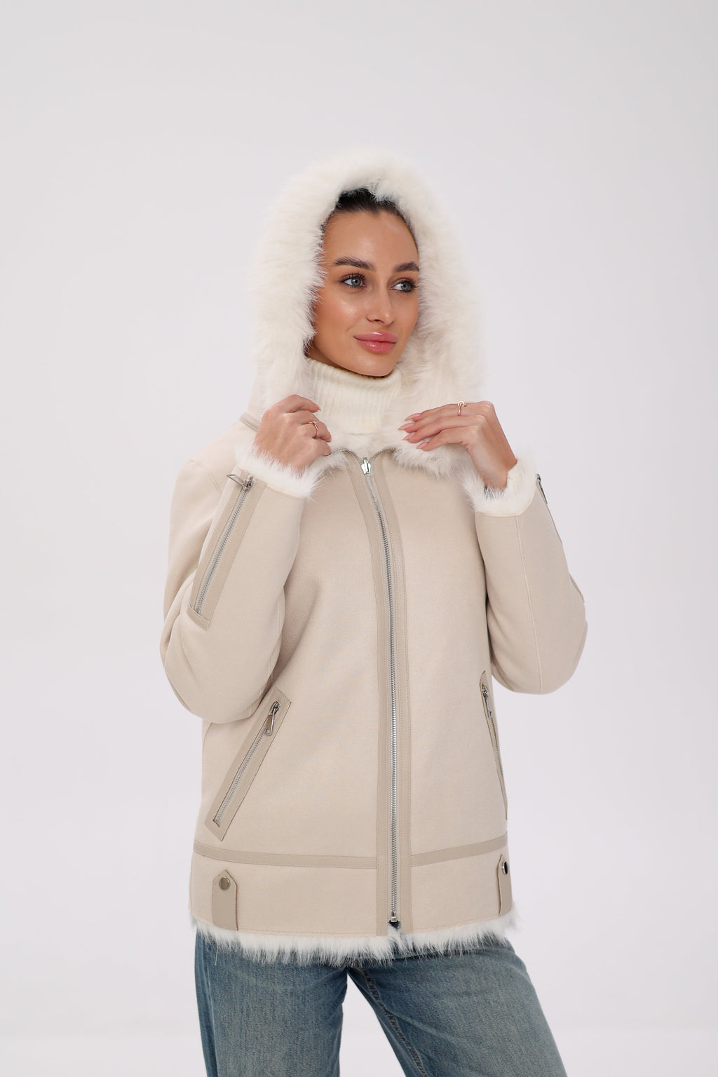 ⇆ Reversible Hooded Wool Blend Jacket