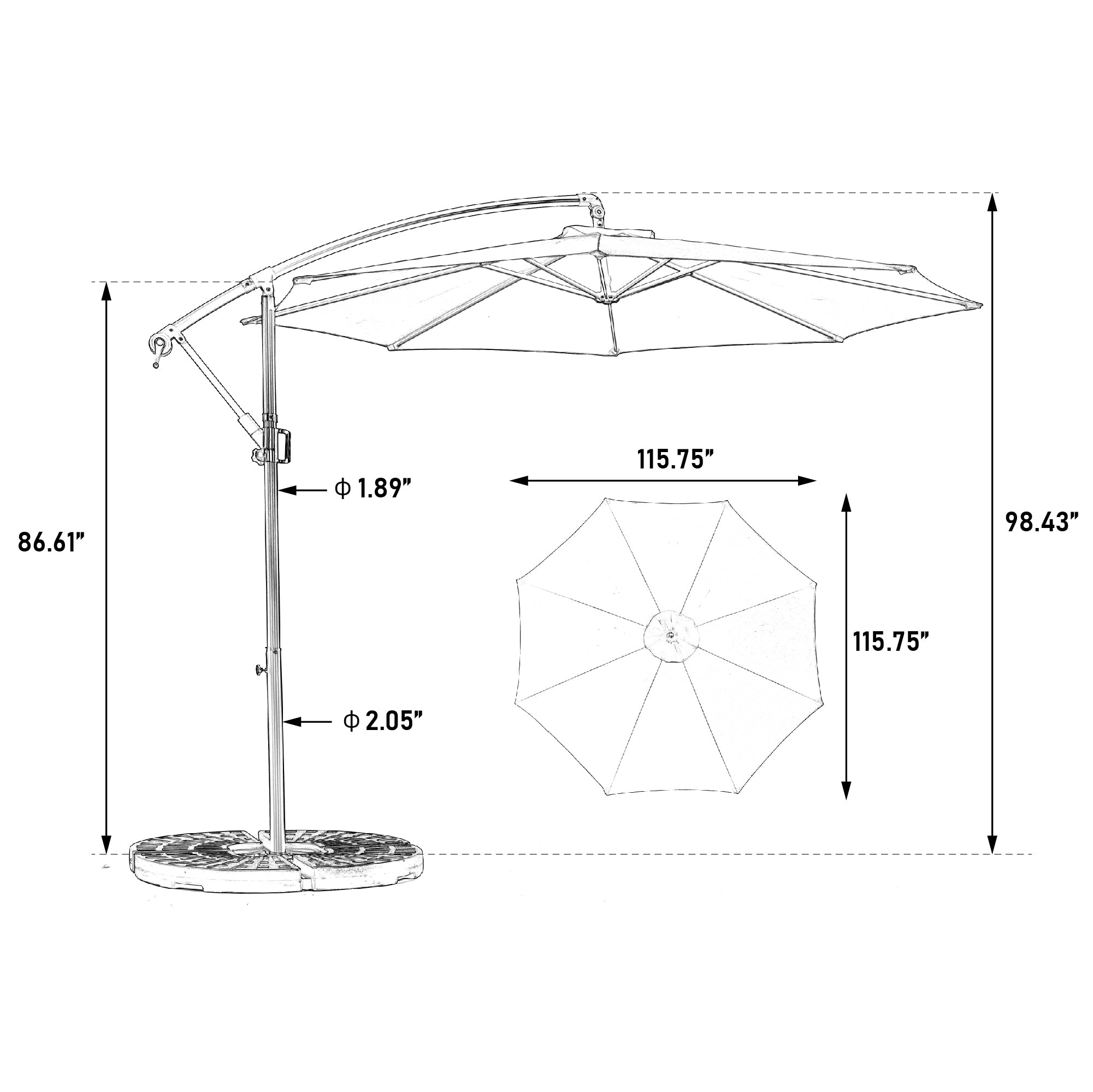 Best Choice Products 10ft Offset Hanging Market Patio Umbrella w-Easy Tilt