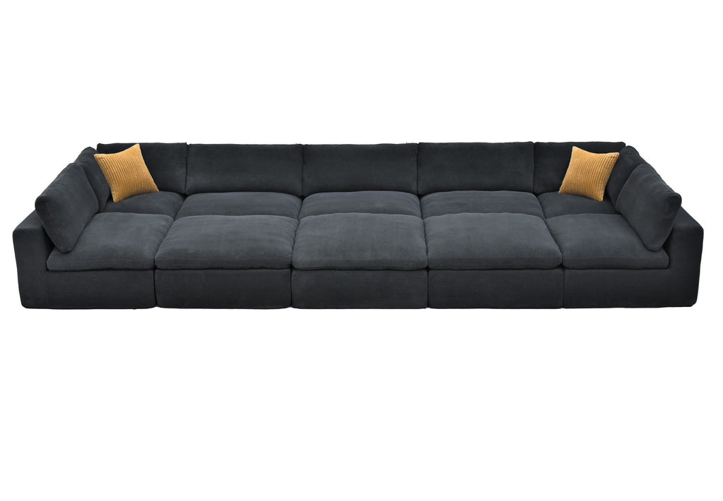 Sectional Sofa Modular Polyester Dark Gray 10 Seat