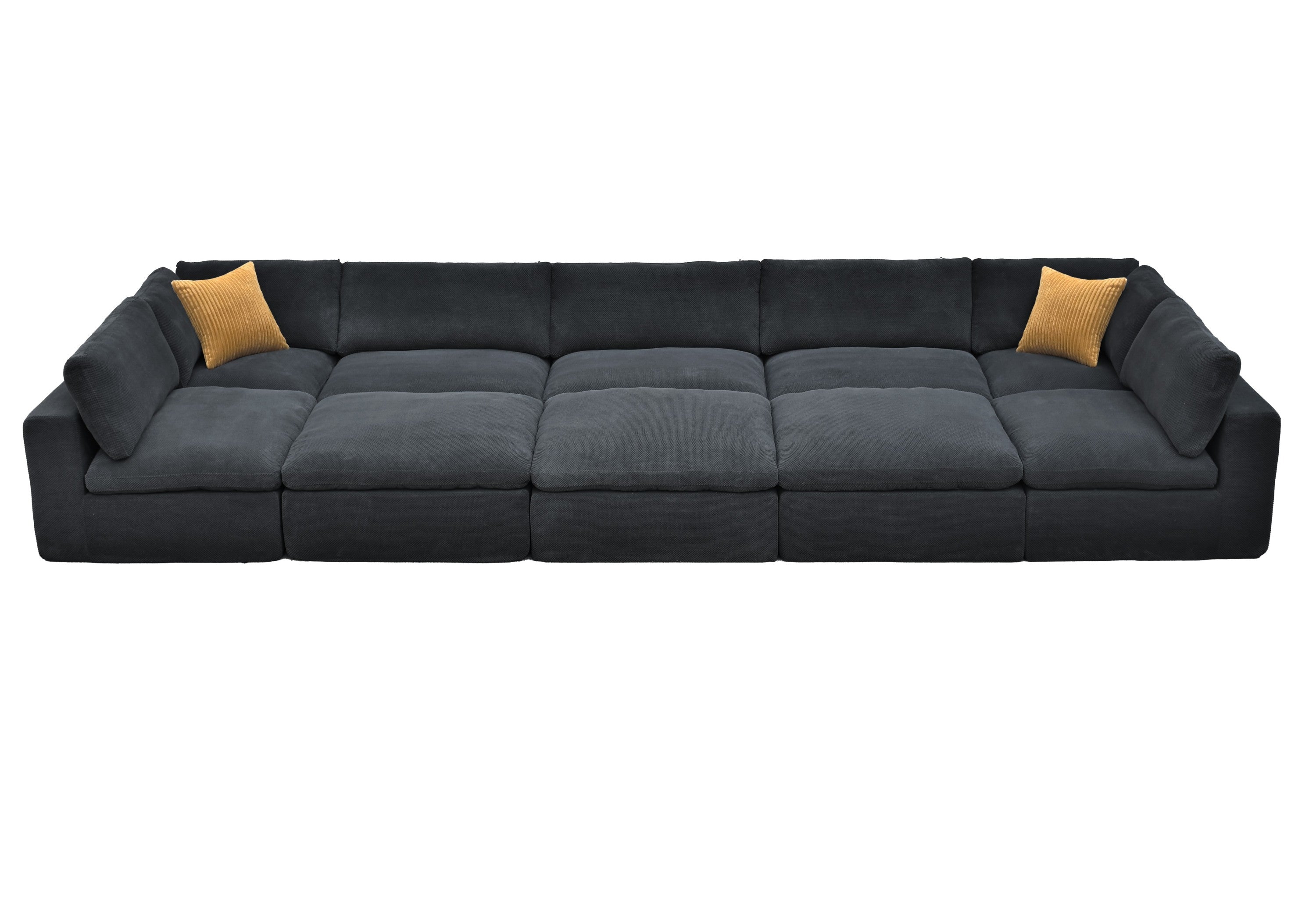 Sectional Sofa Modular Polyester Dark Gray 10 Seat