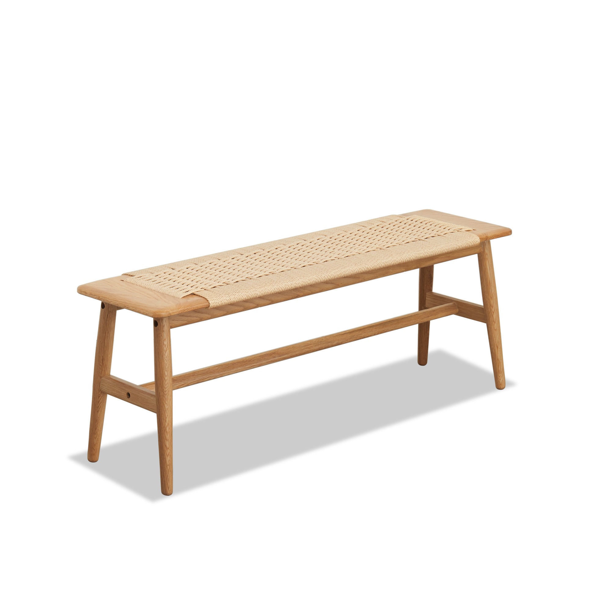 Dining Bench Solid Oak Handwoven Cane Seat Natural 31.5 In