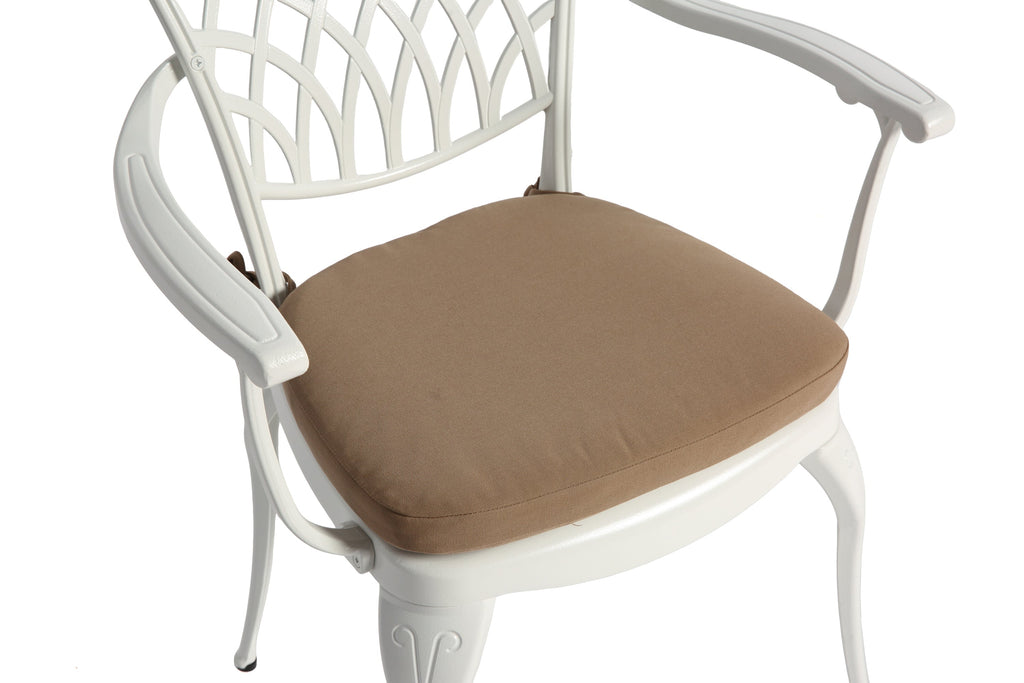 Outdoor Bistro Set Cast Aluminum White 3 Piece Umbrella Hole Cushions
