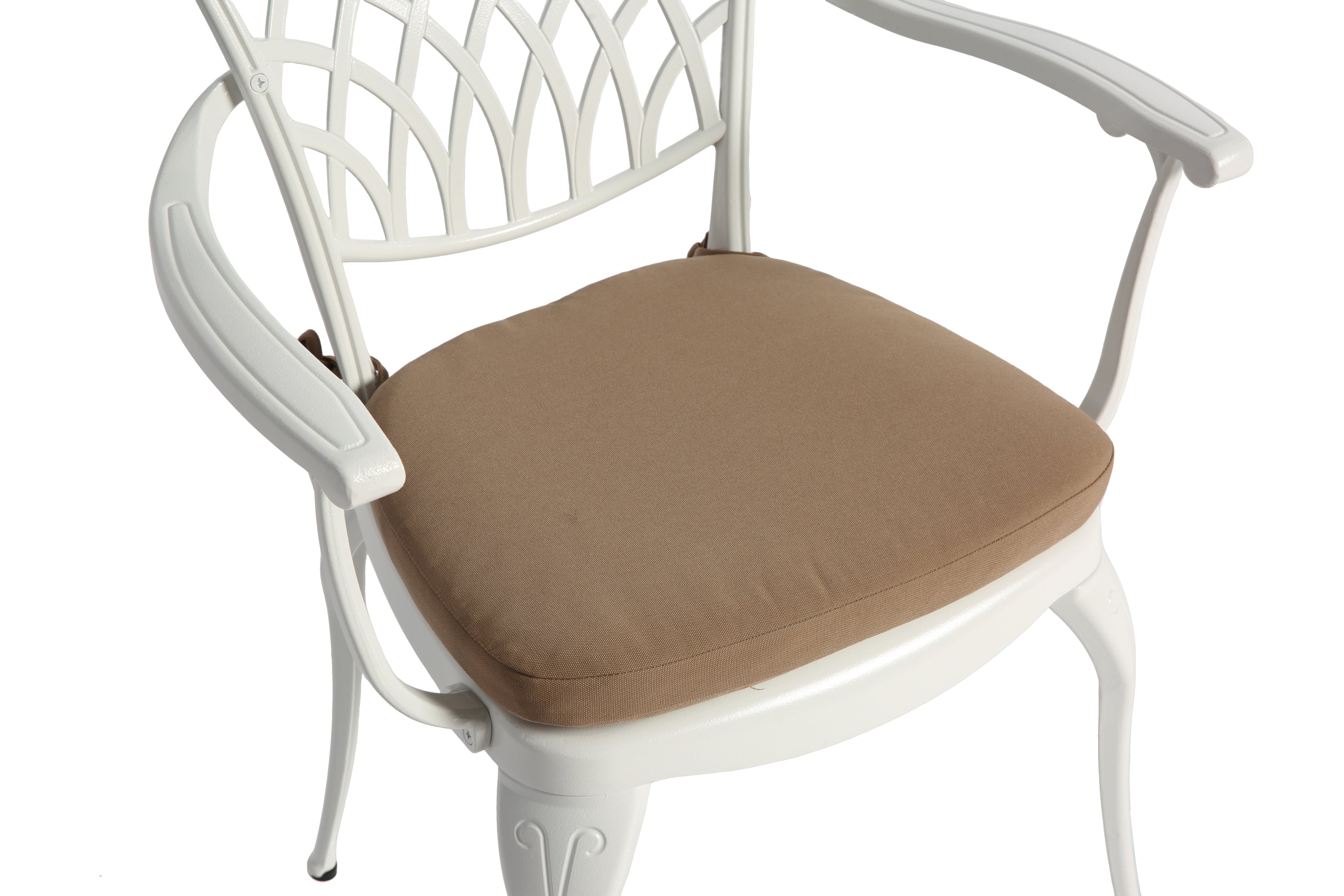 Outdoor Bistro Set Cast Aluminum White 3 Piece Umbrella Hole Cushions