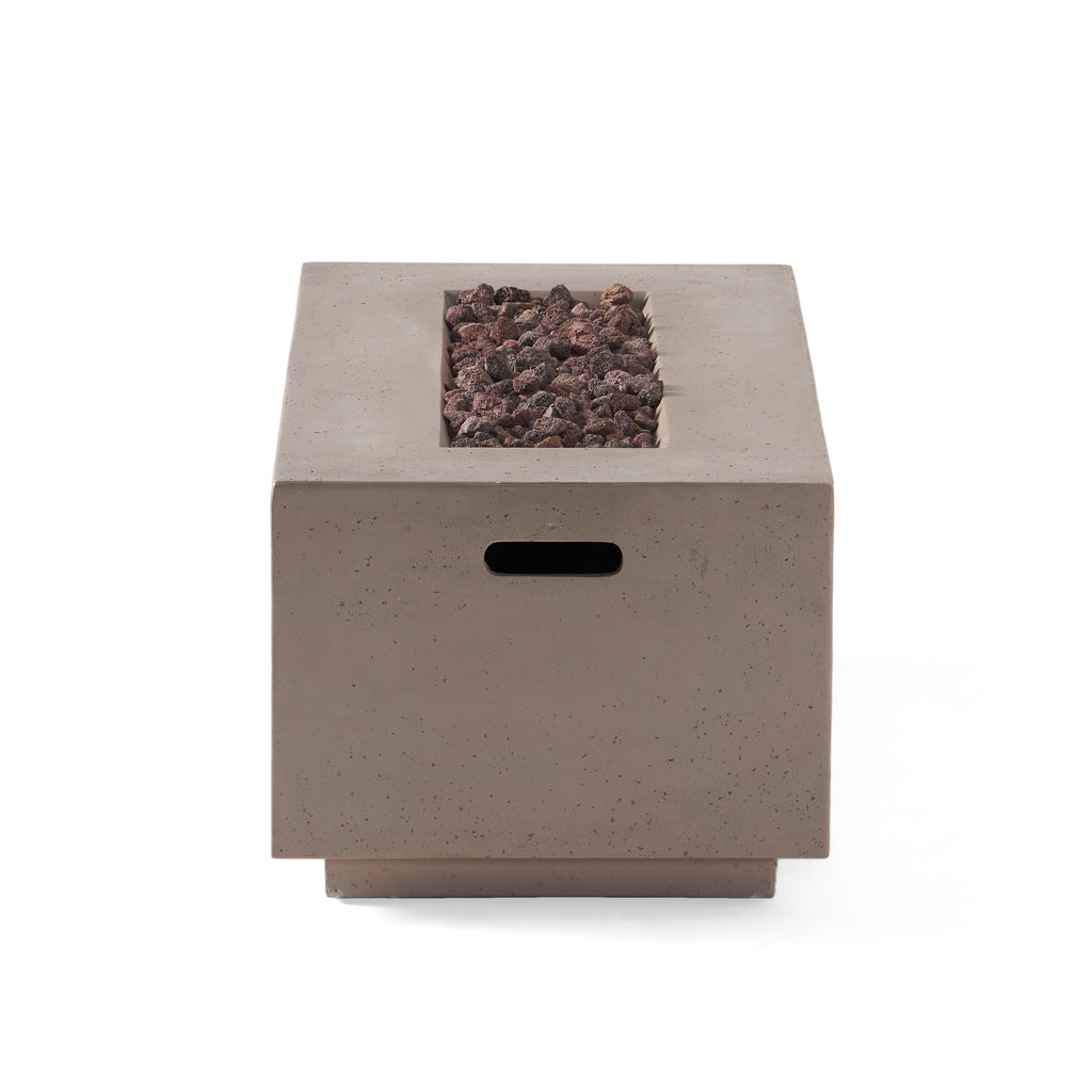 Modern 40 Inch Outdoor Rectangular MGO Fire Pit 40000 BTU, Dark Grey