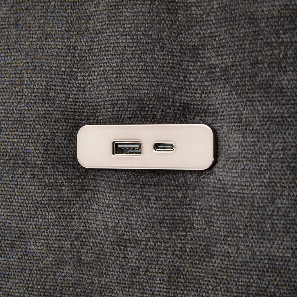 Sectional Sofa U-Shape Modular Chenille Black 5-Seat USB Ports 86.6x61.4 In
