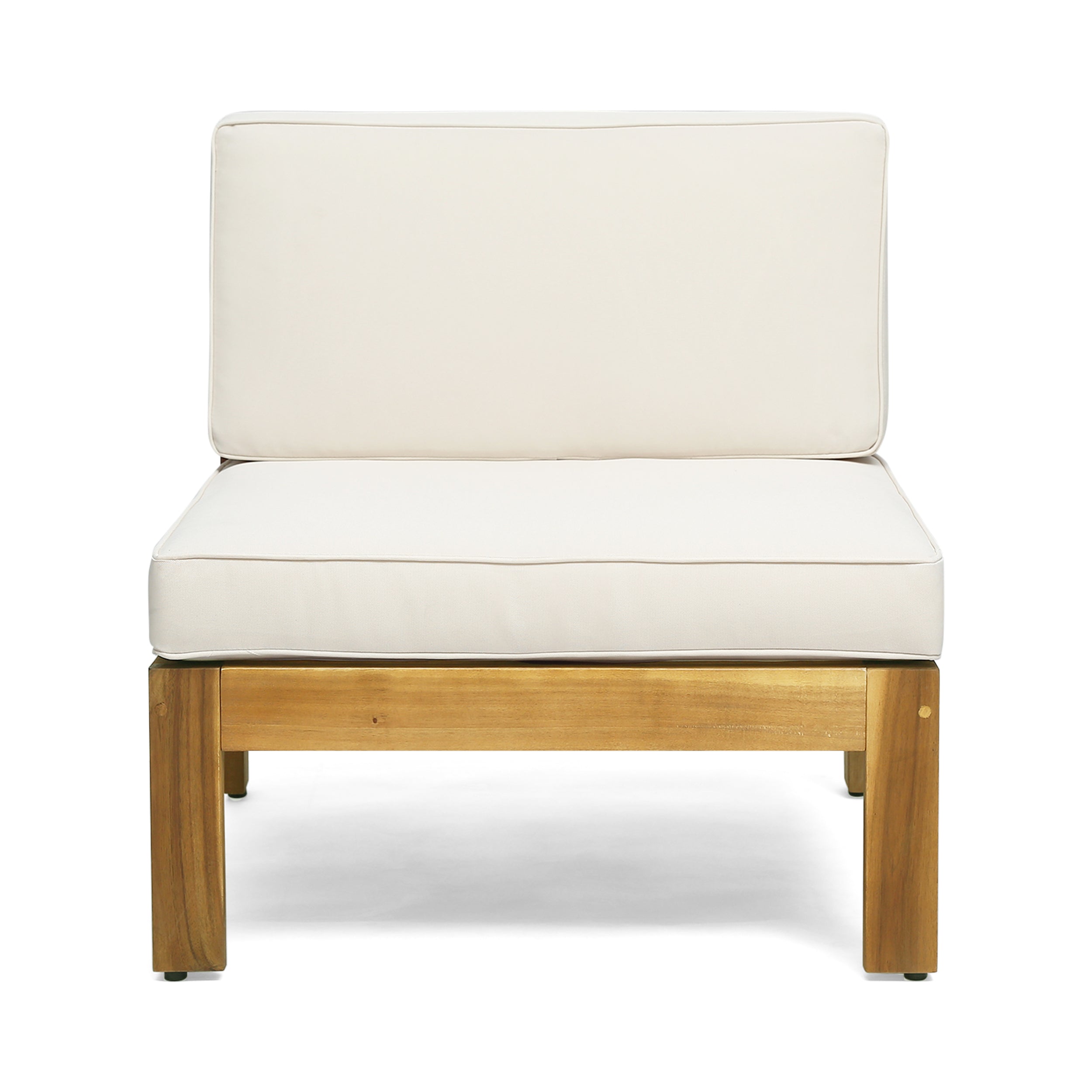 Outdoor Sectional Set Acacia Wood Beige 5 Piece L Shape Seats 4