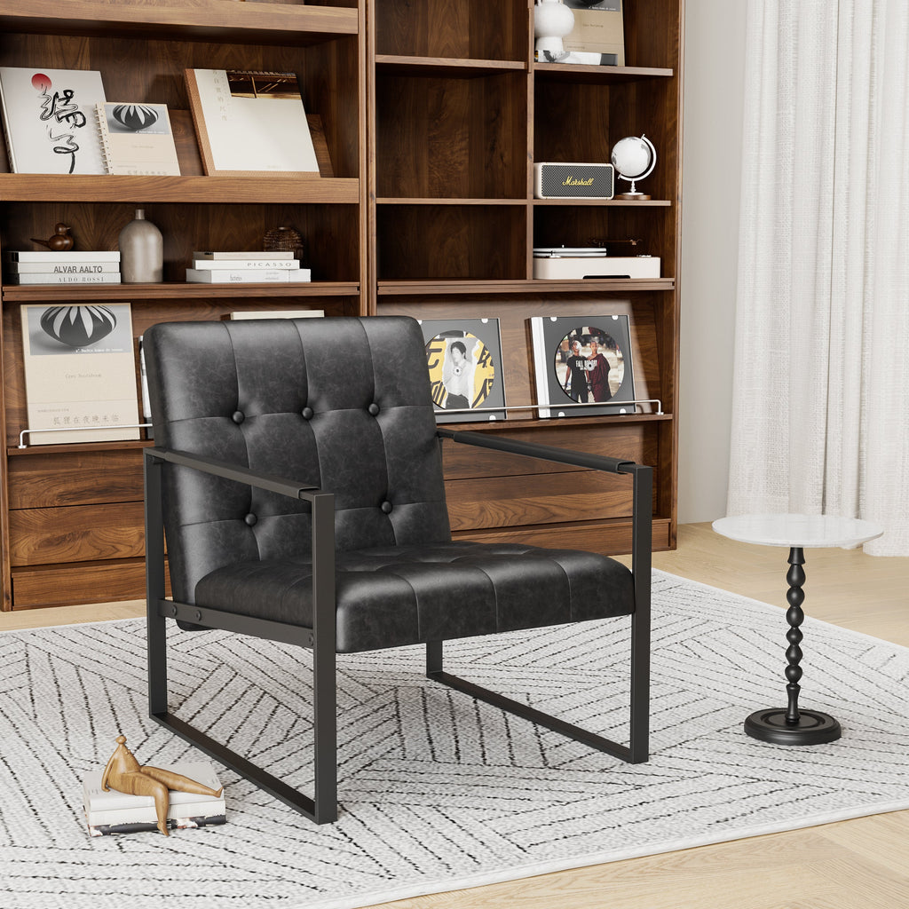 Office Chair Modern Metal Black Upholstered Pull-Out Backrest 46x25x28 in