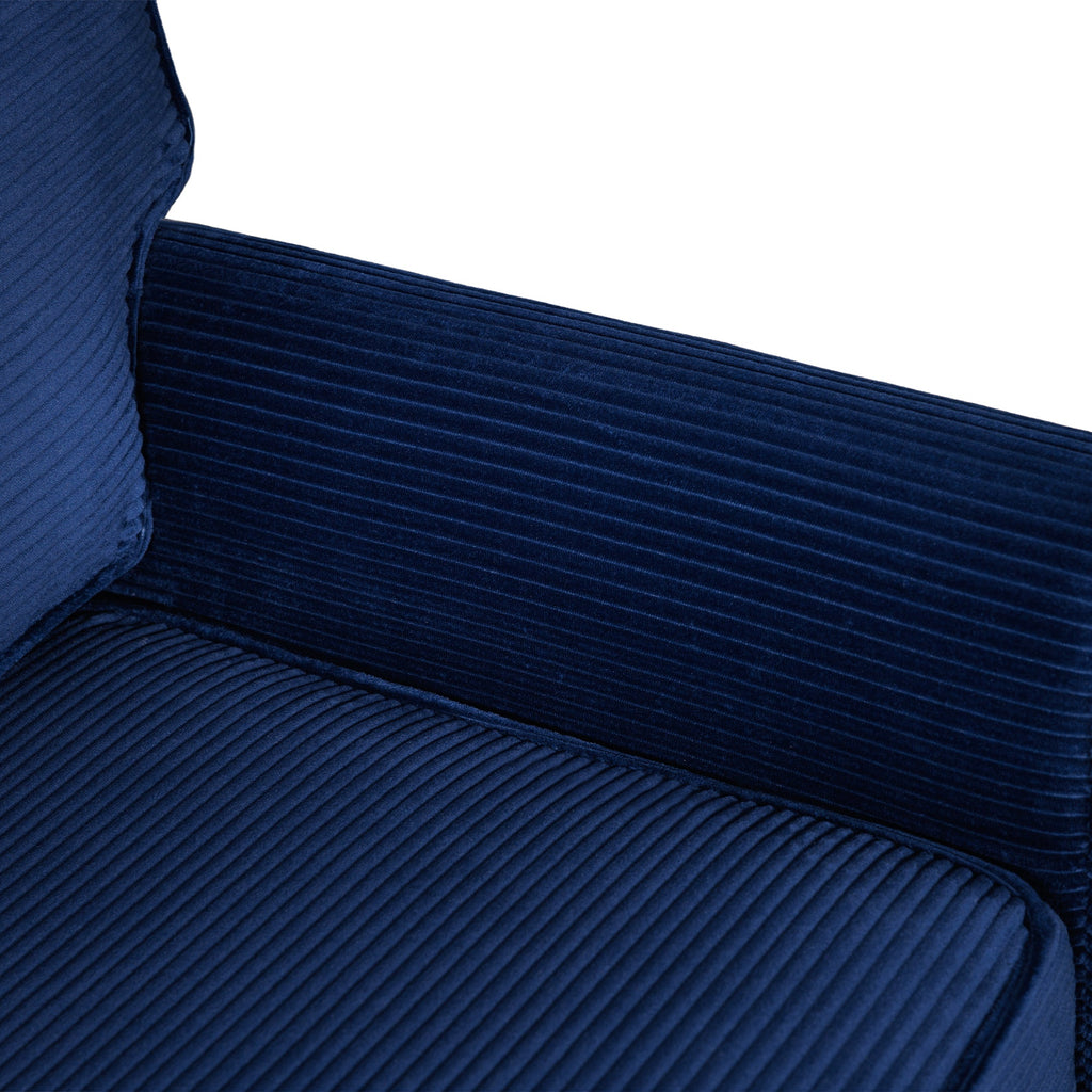 Loveseat Modern Corduroy Blue Removable Cushions Padded Arms 57 In 375 LB