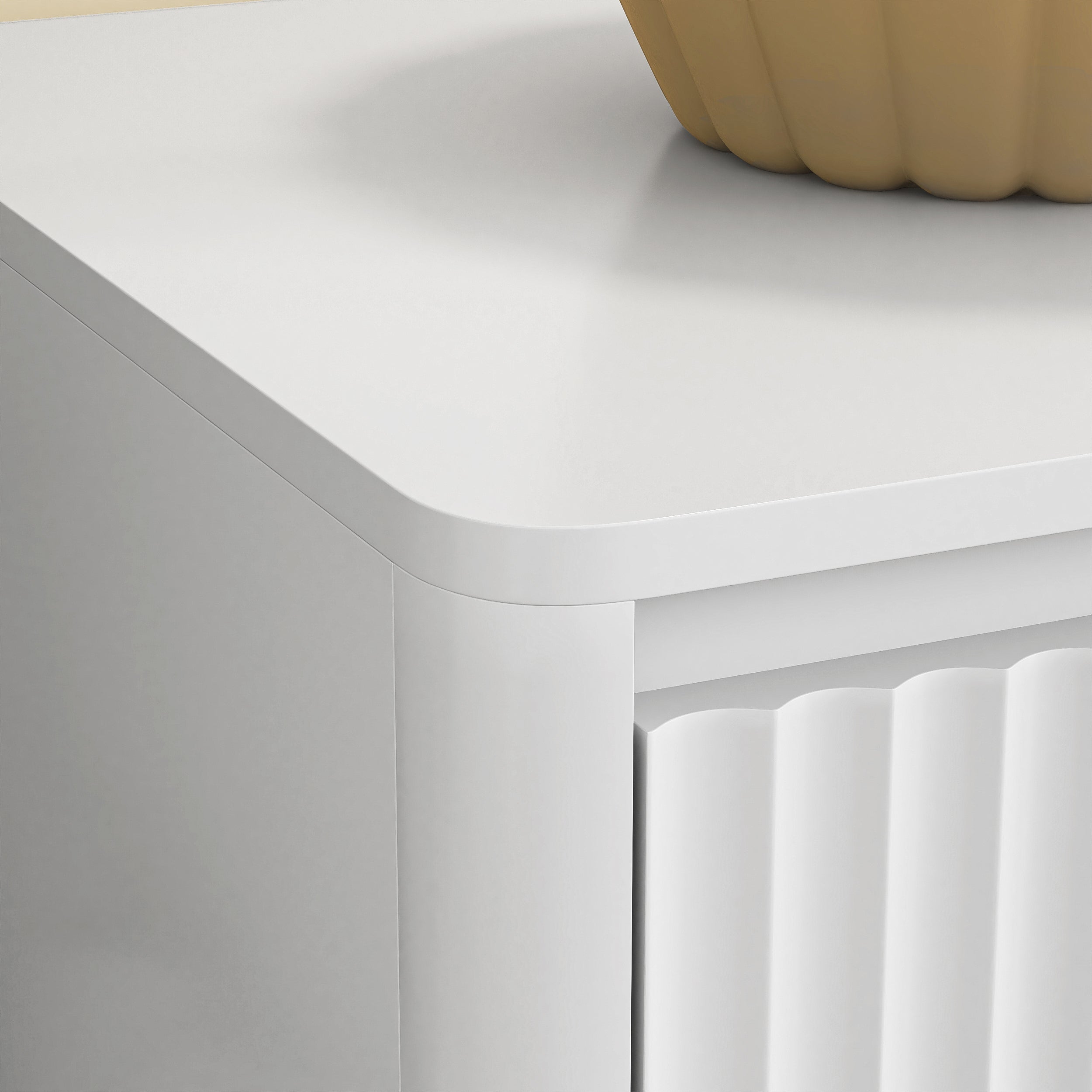 Dresser Mid-Century 9-Drawer White Wave No-Handle 59.1x15.7x31.6 In