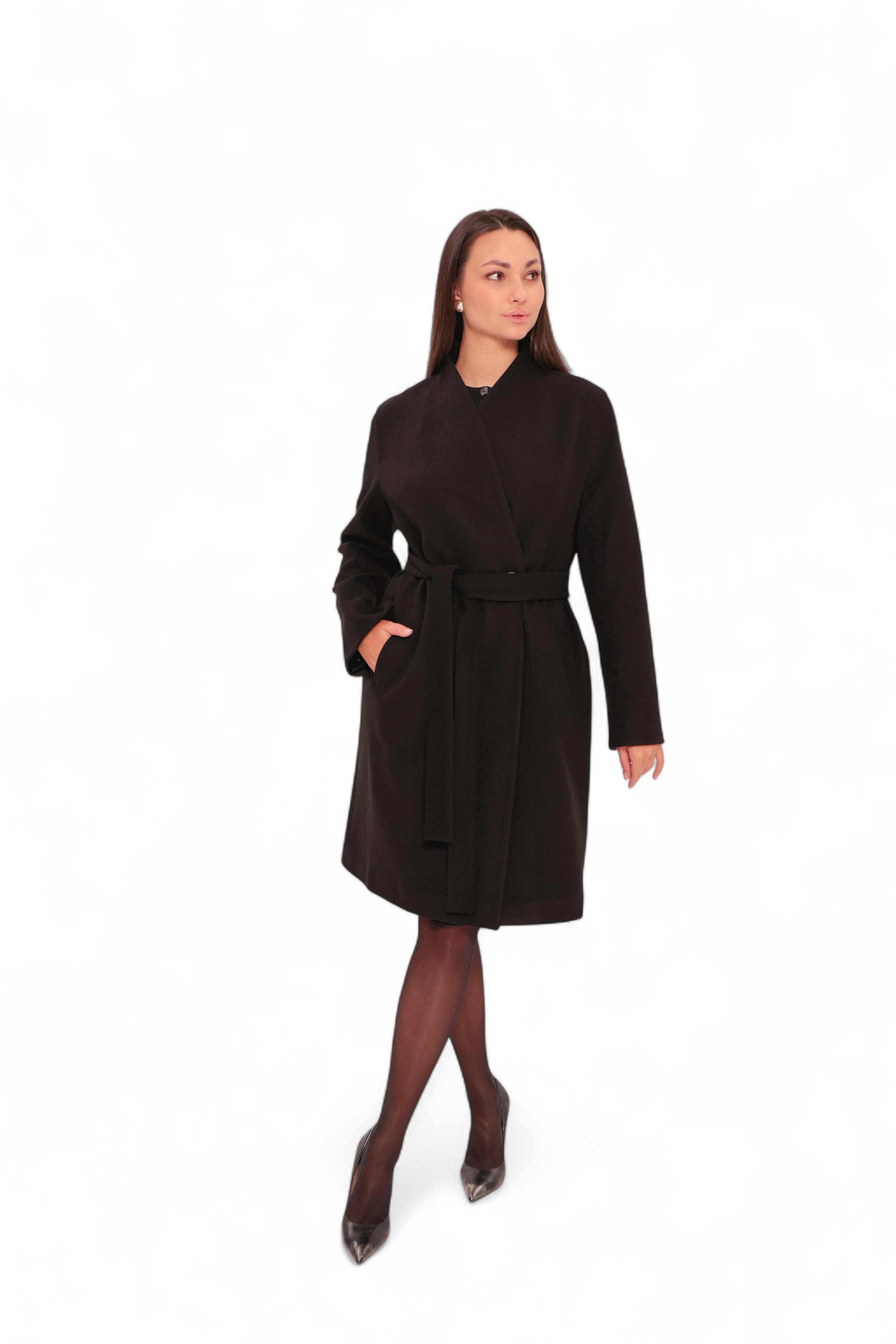Opéra Midi Cashmere Blend Overcoat in Black