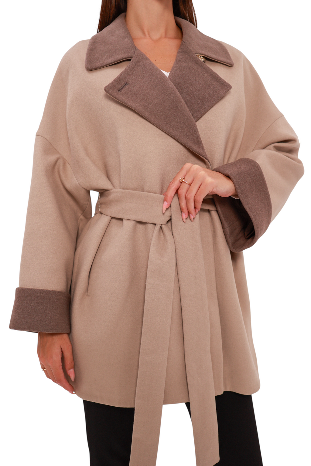Sandro Cashmere Blend Overcoat in Beige