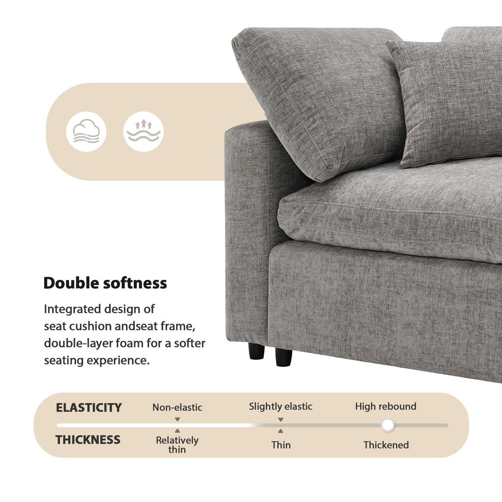 6-Seat U-Shape Modular Sofa with Ottoman, 130