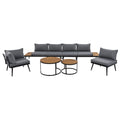 Outdoor Sectional Set Acacia Wood Steel Gray with Nesting Tables