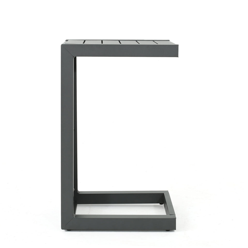 Outdoor C-Shape Side Table Aluminum Gray 14.5x15x24